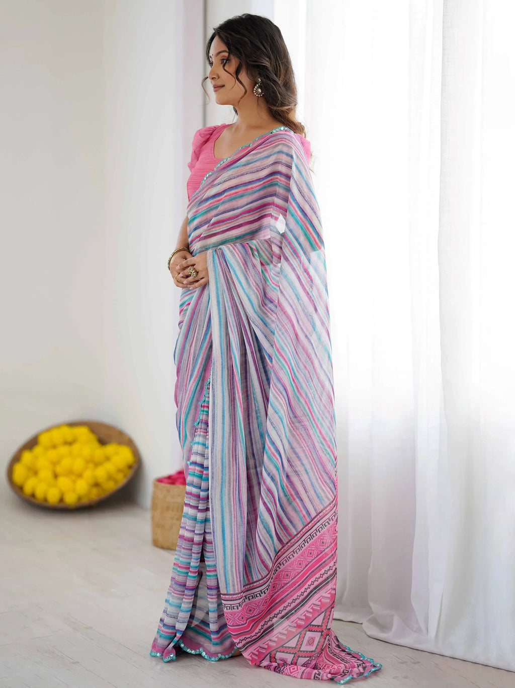 Graceful Gorgeous Digital Printed Georgette Party Wear Saree With Blouse