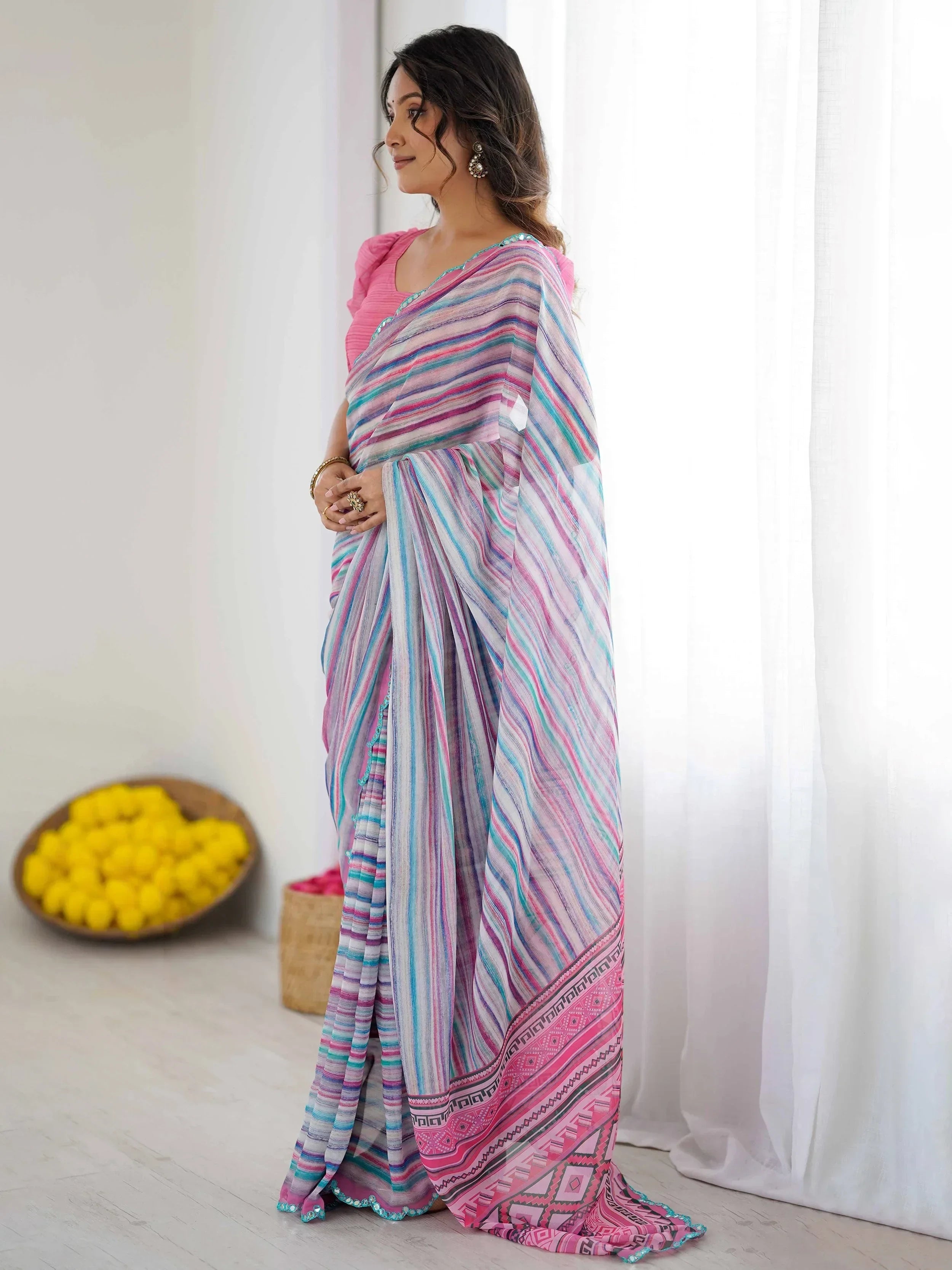Graceful Gorgeous Digital Printed Georgette Party Wear Saree With Blouse