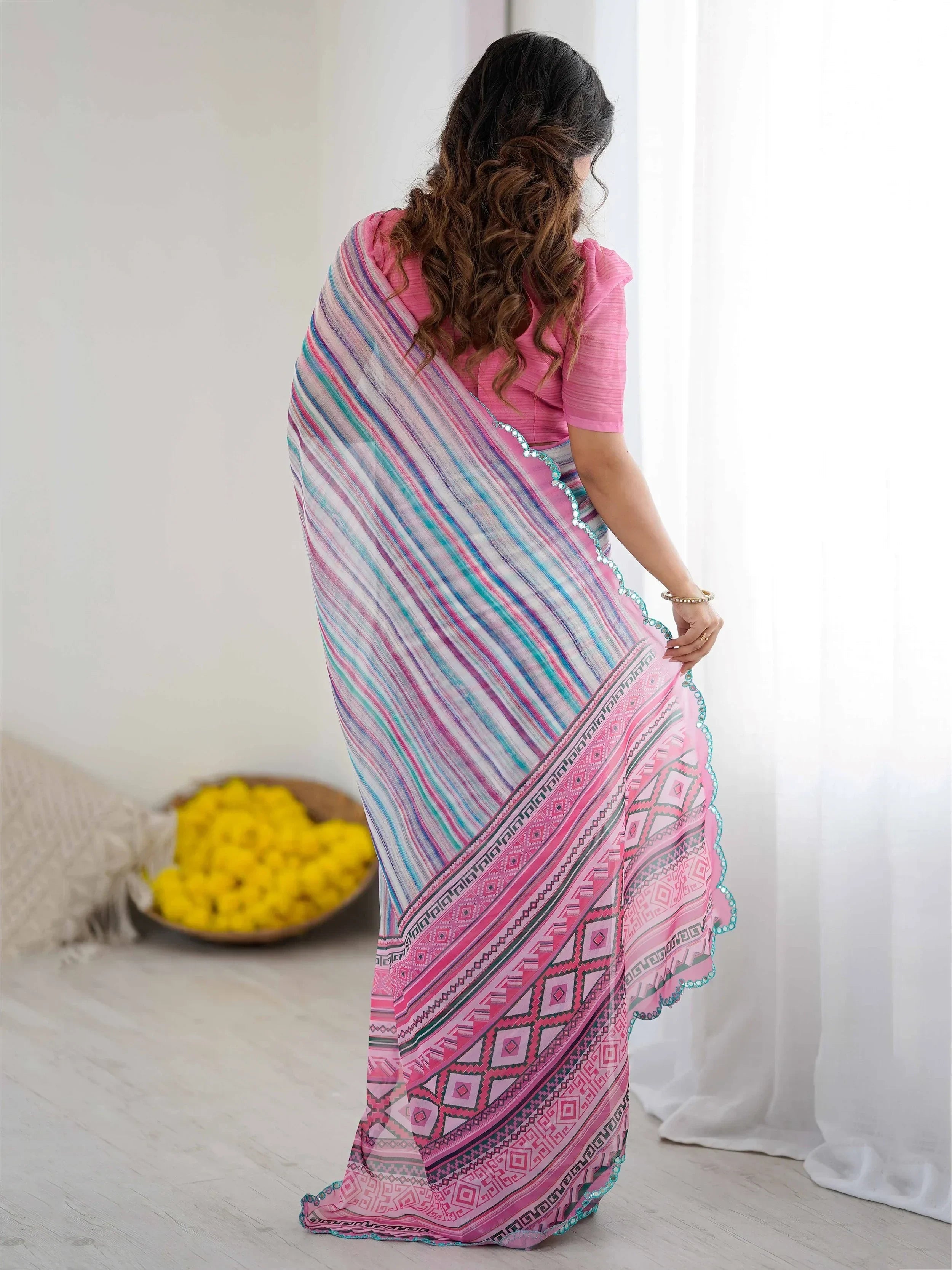 Graceful Gorgeous Digital Printed Georgette Party Wear Saree With Blouse
