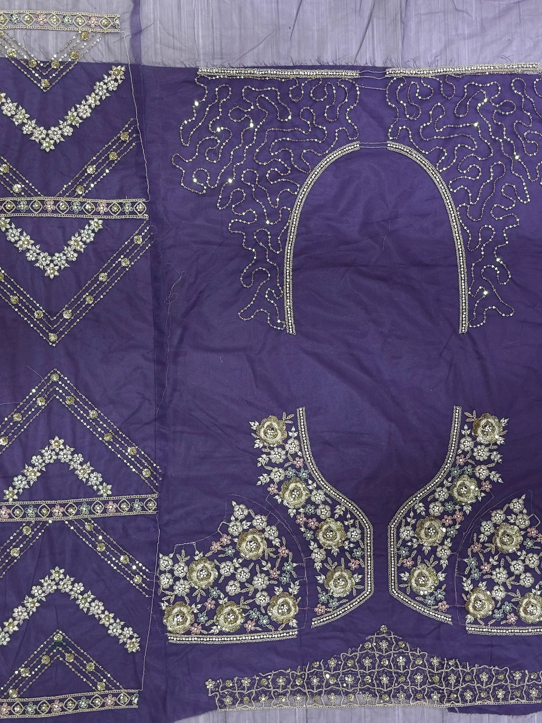 Purple Alluring Thread Embroidered Net Wedding Lehenga Choli