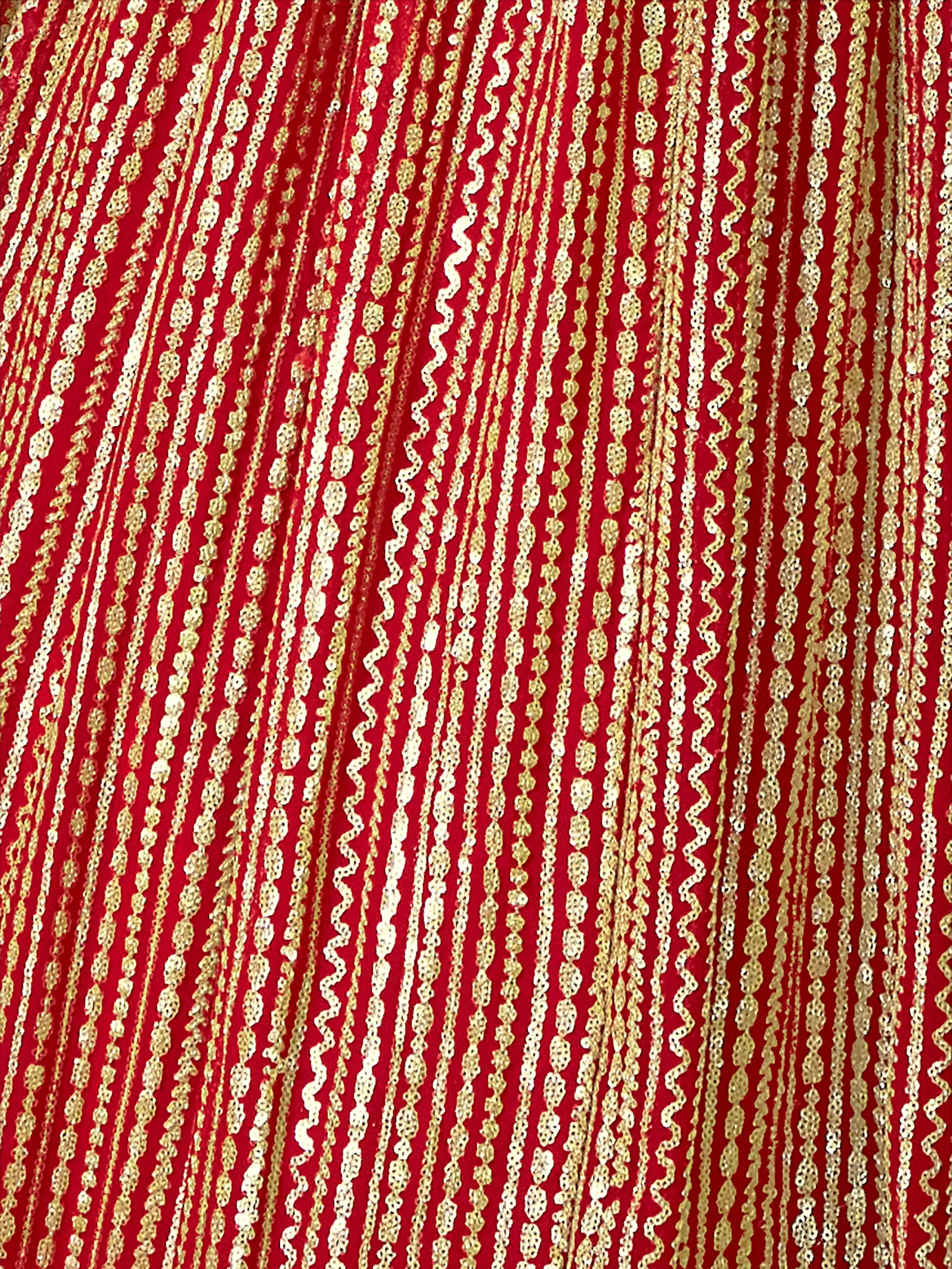 Beautiful Red Sequins Georgette Lehenga Choli With Net Dupatta