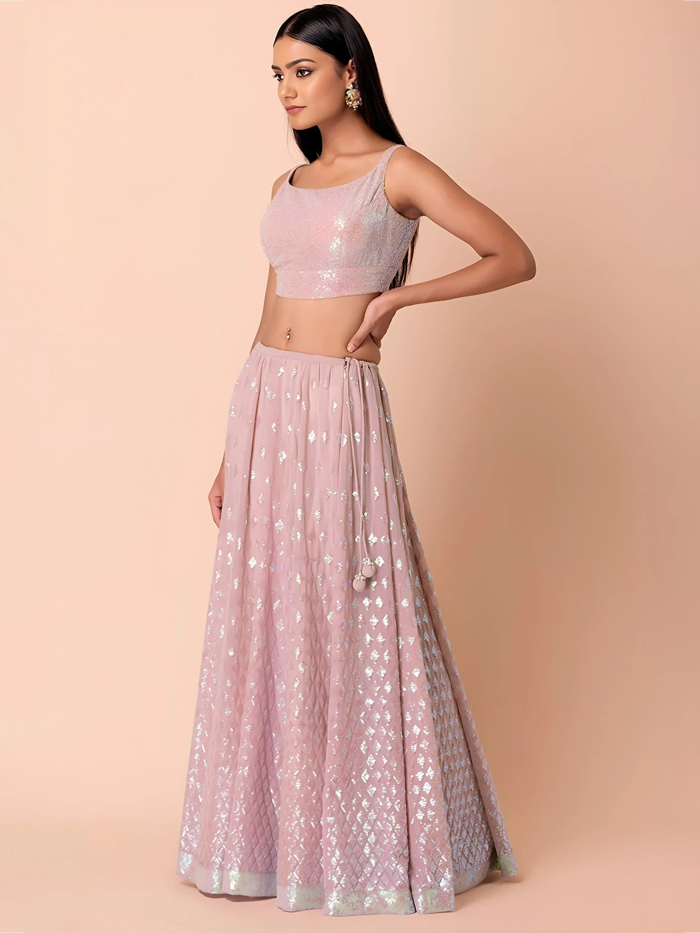 Pink Astonishing Embroidered Georgette Party Wear Lehenga Choli
