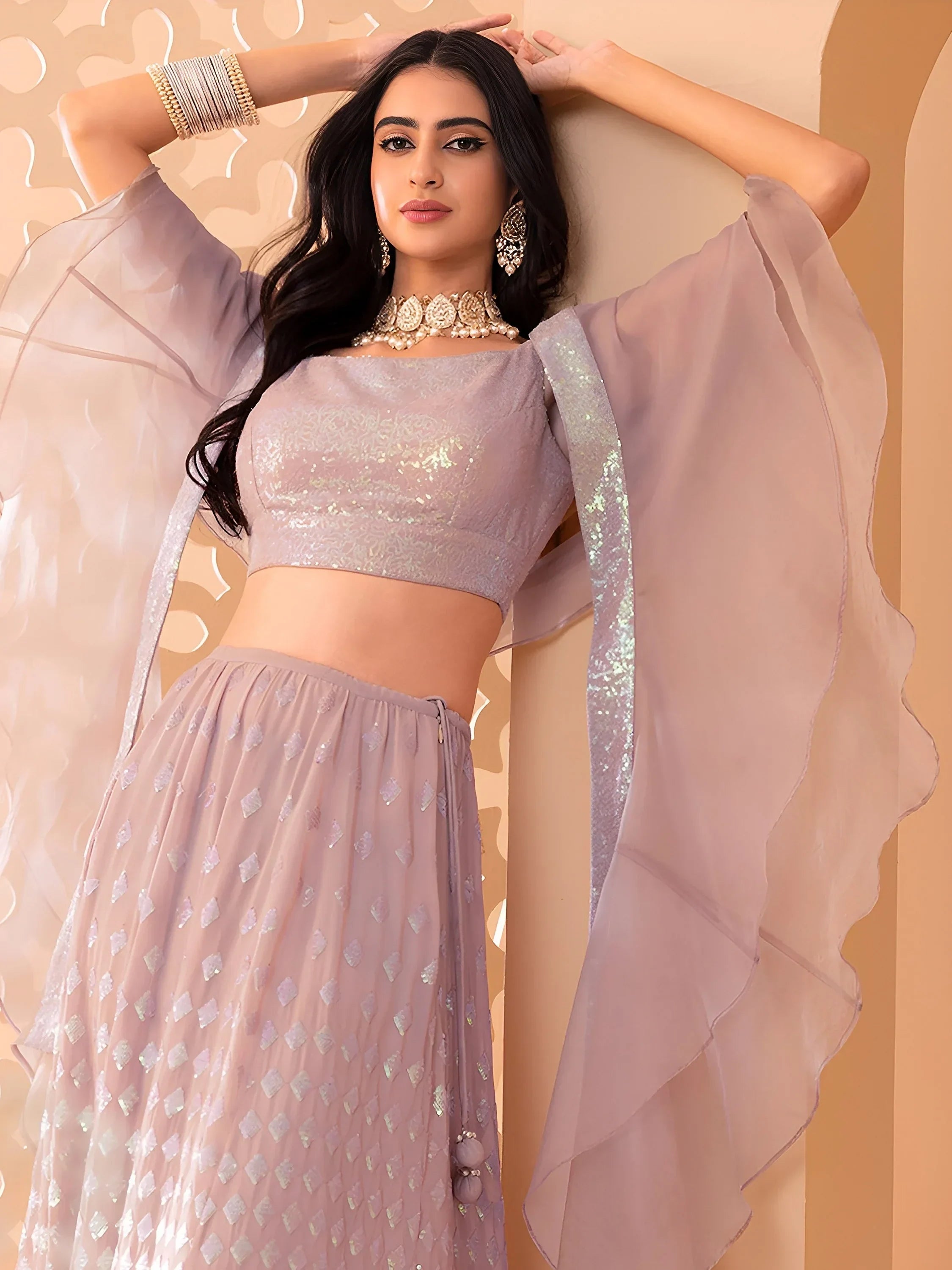 Pink Astonishing Embroidered Georgette Party Wear Lehenga Choli