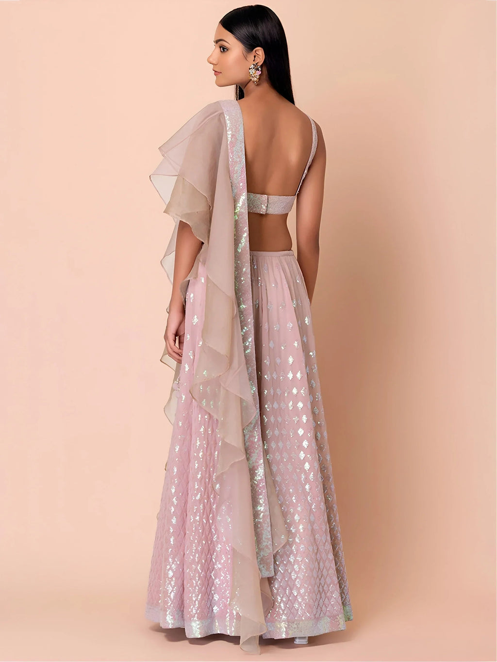 Pink Astonishing Embroidered Georgette Party Wear Lehenga Choli
