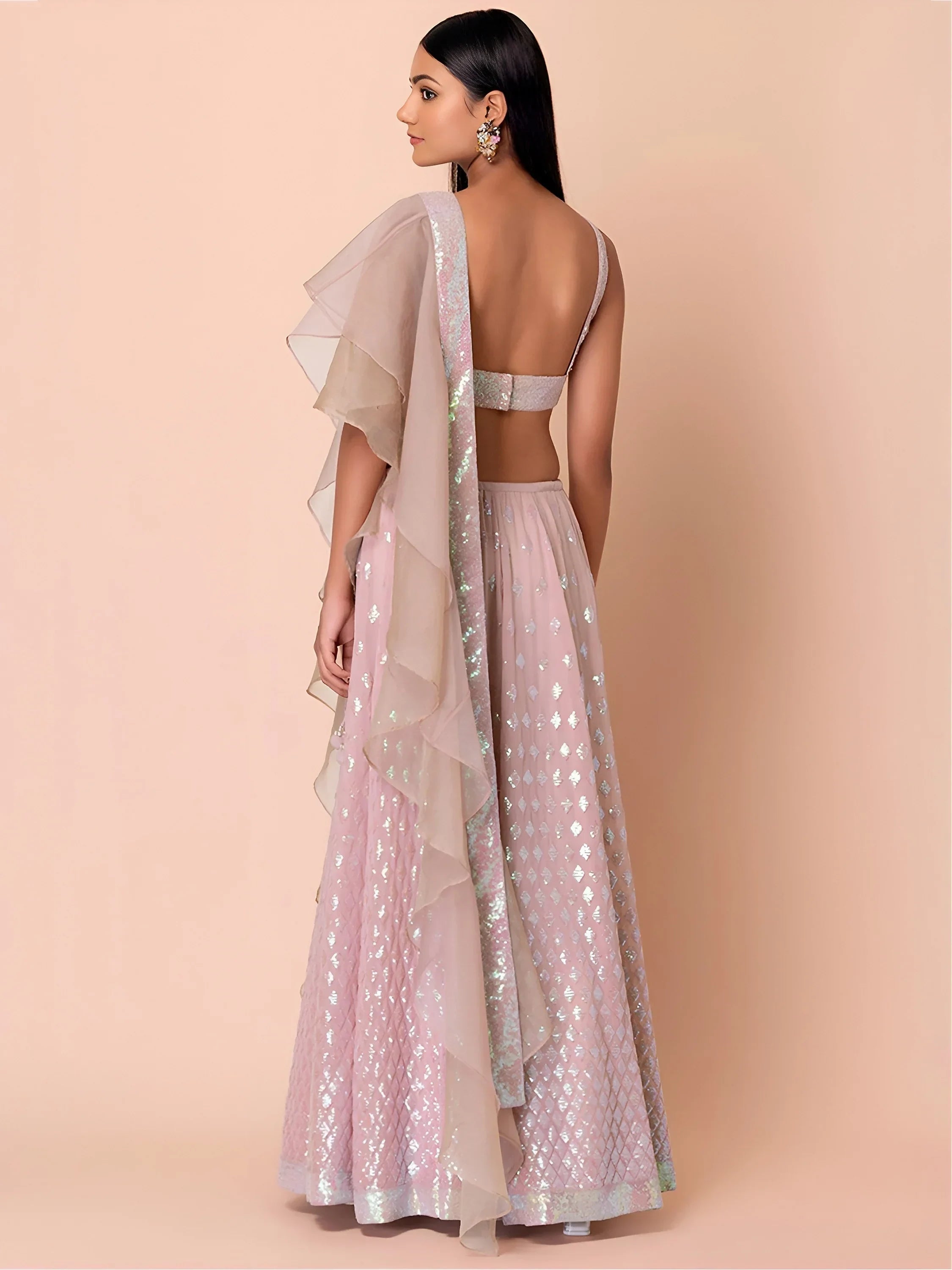 Pink Astonishing Embroidered Georgette Party Wear Lehenga Choli