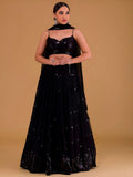 Black Outstanding Sequins Georgette Party Wear Lehenga Choli