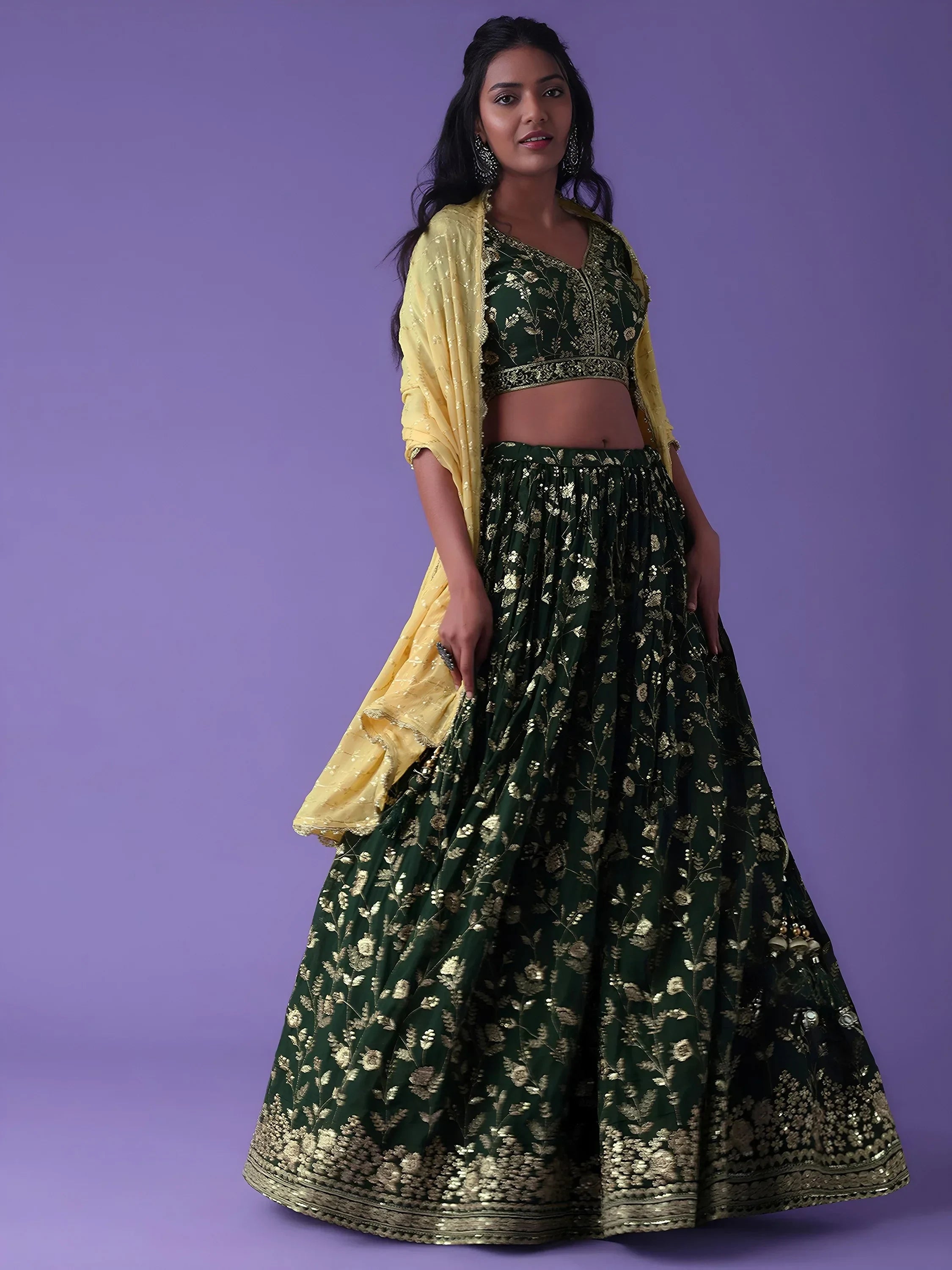 Green Pretty Dori Work Georgette Wedding Lehenga Choli With Dupatta