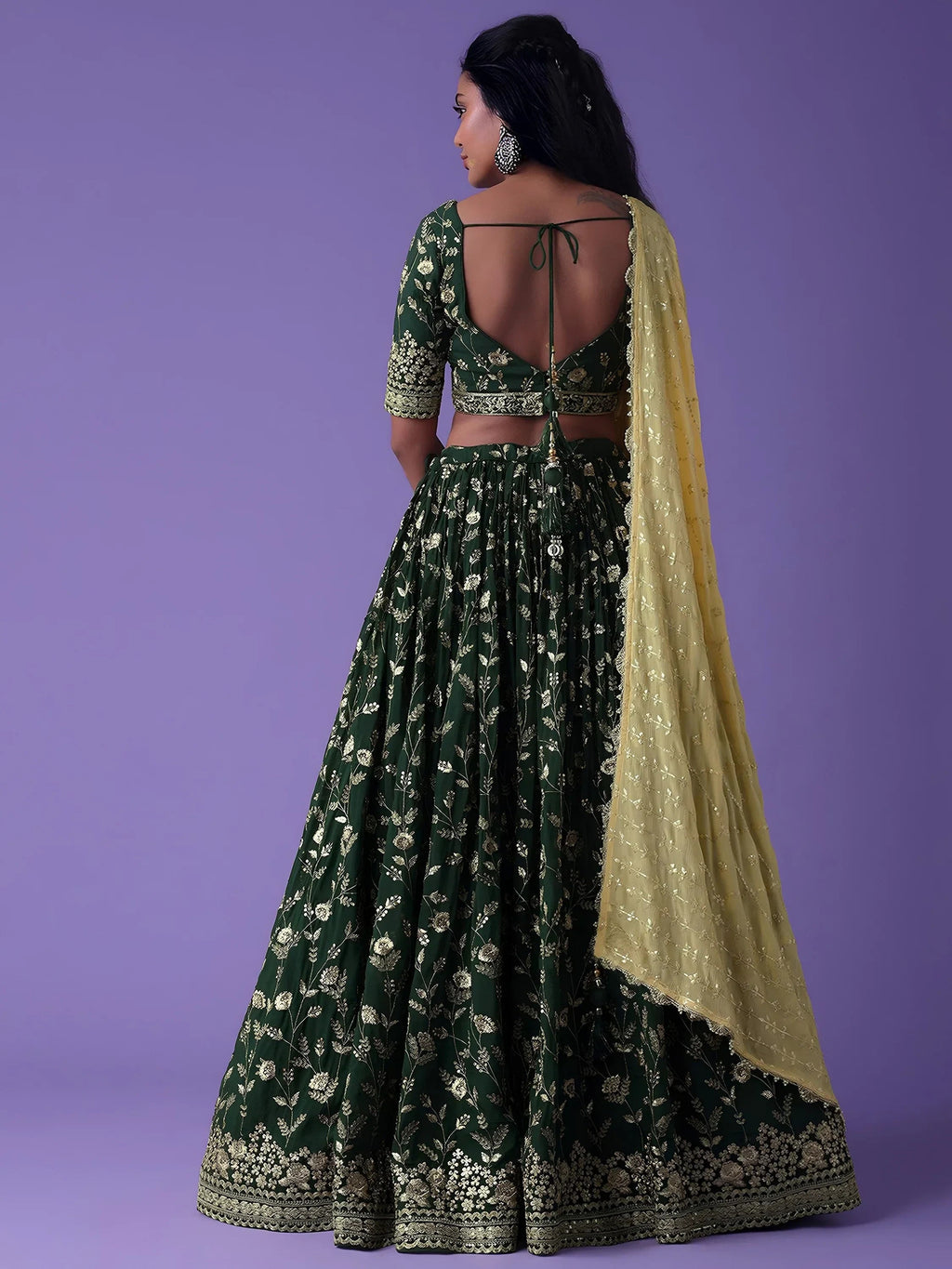 Green Pretty Dori Work Georgette Wedding Lehenga Choli With Dupatta