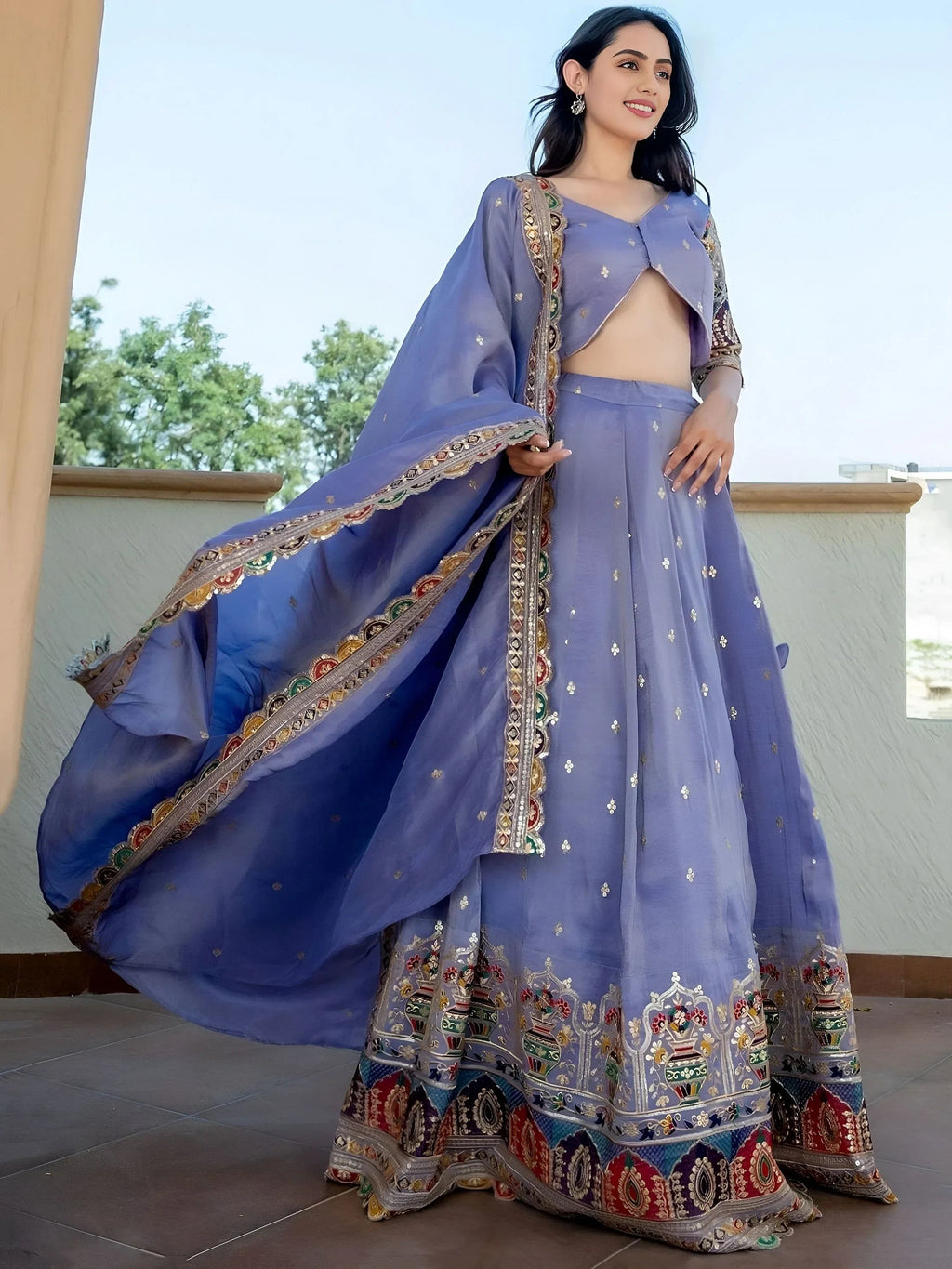 Lavender Stunning Silk Sequins Party Wear Lehenga Choli With Dupatta