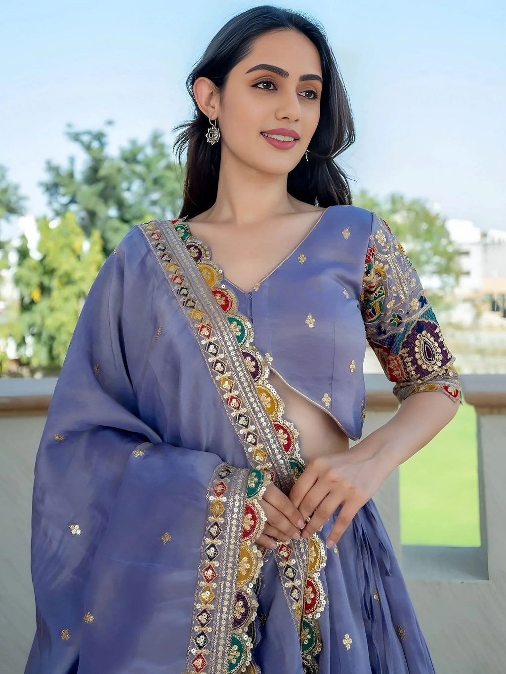 Lavender Stunning Silk Sequins Party Wear Lehenga Choli With Dupatta