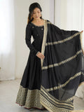 Black Outstanding Silk Sequins Embroidered Anarkali Suit