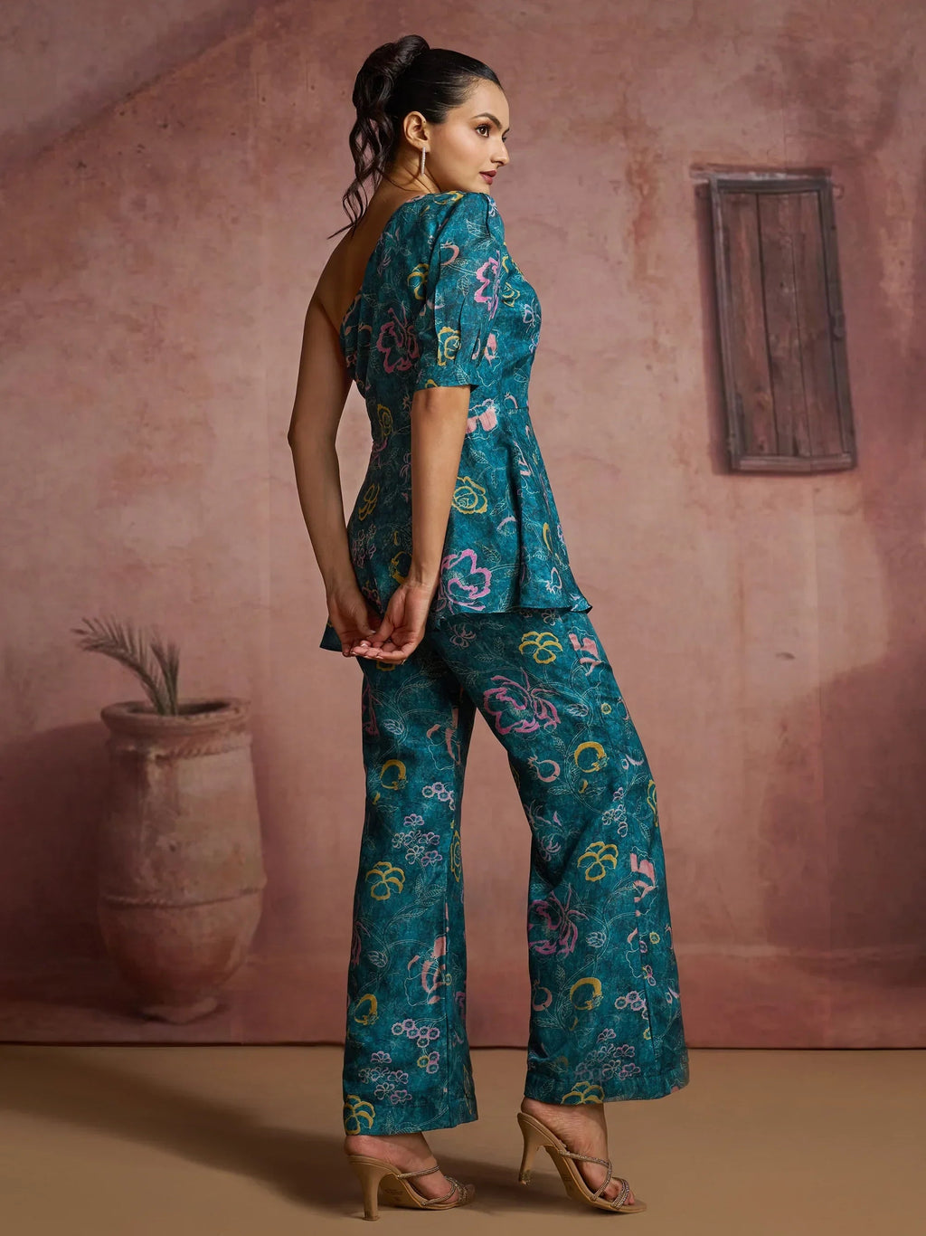 Fantastic Blue Digital Printed Muslin Silk Party Wear Co-Ord Set