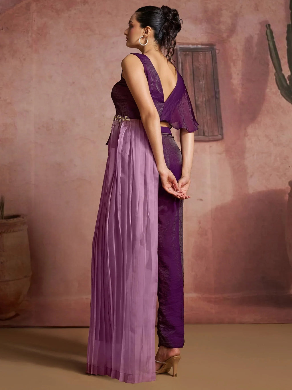 Fabulous Wine Digital Printed Muslin Silk Party Wear Co-Ord Set