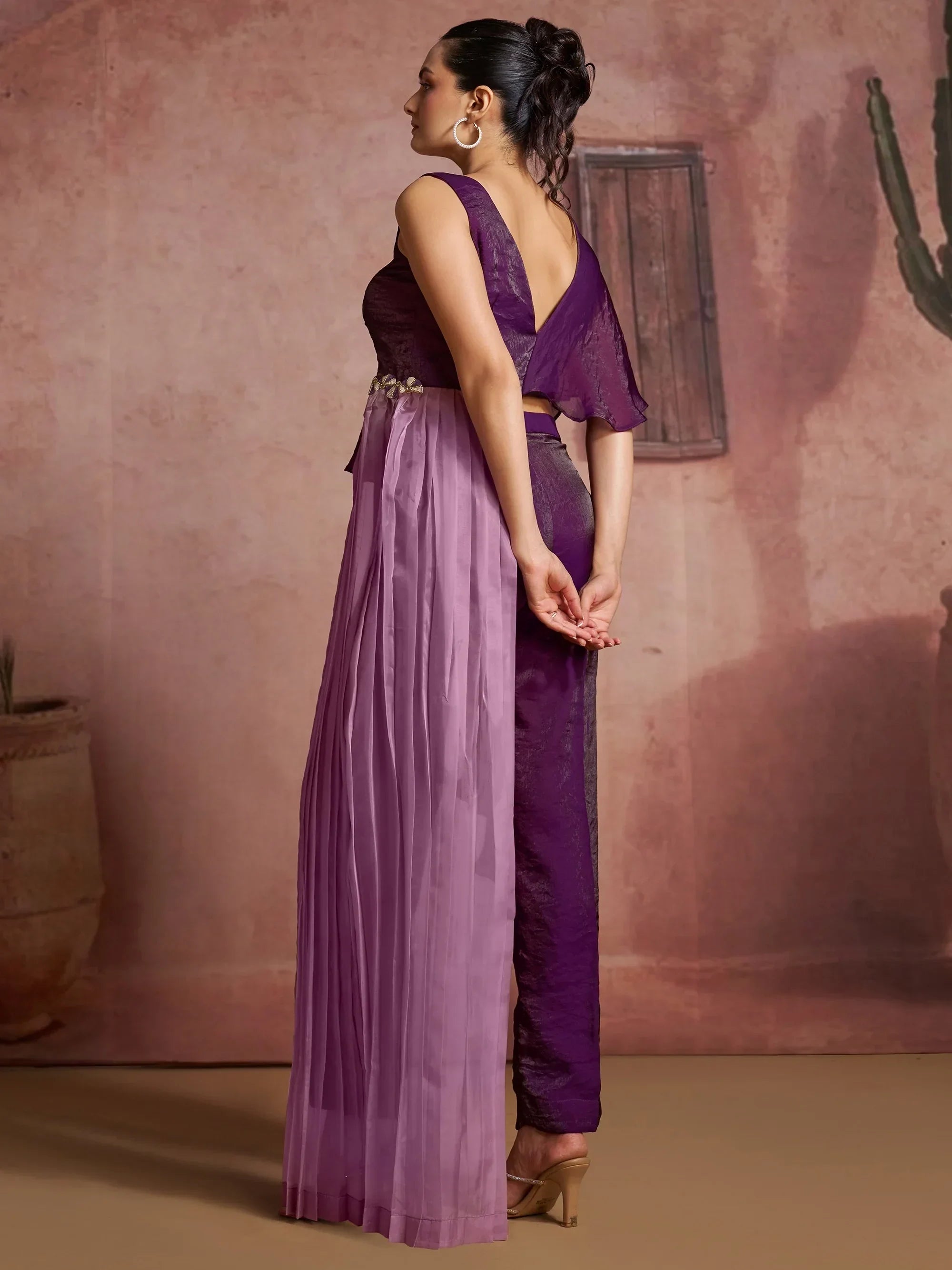 Fabulous Wine Digital Printed Muslin Silk Party Wear Co-Ord Set