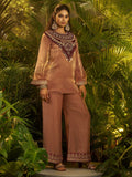 Stylish Brown Patch Work Organza Festive Wear Co-Ord Set