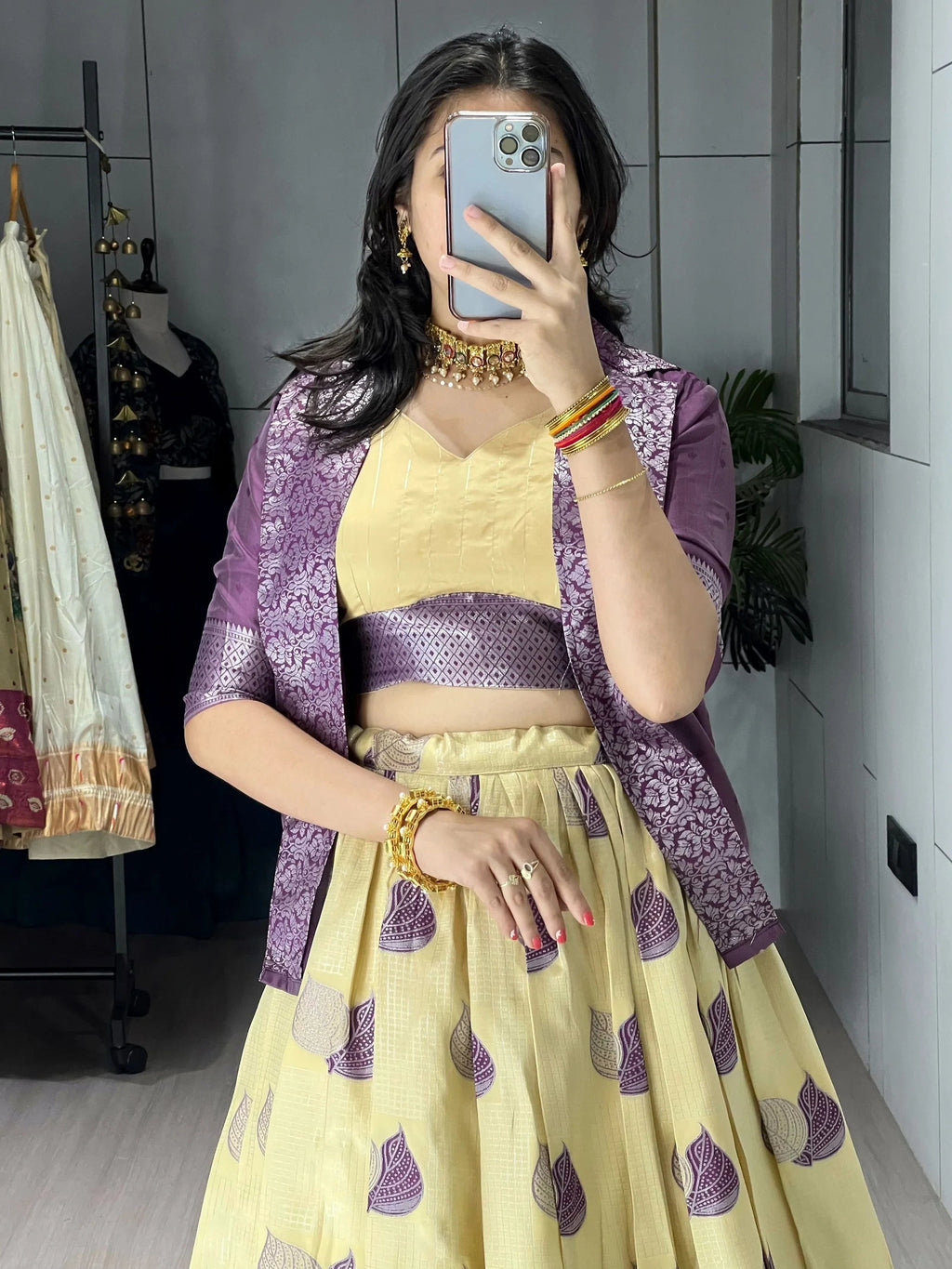 Yellow Amazing Printed Silk Wedding Wear Lehenga Choli With Koti