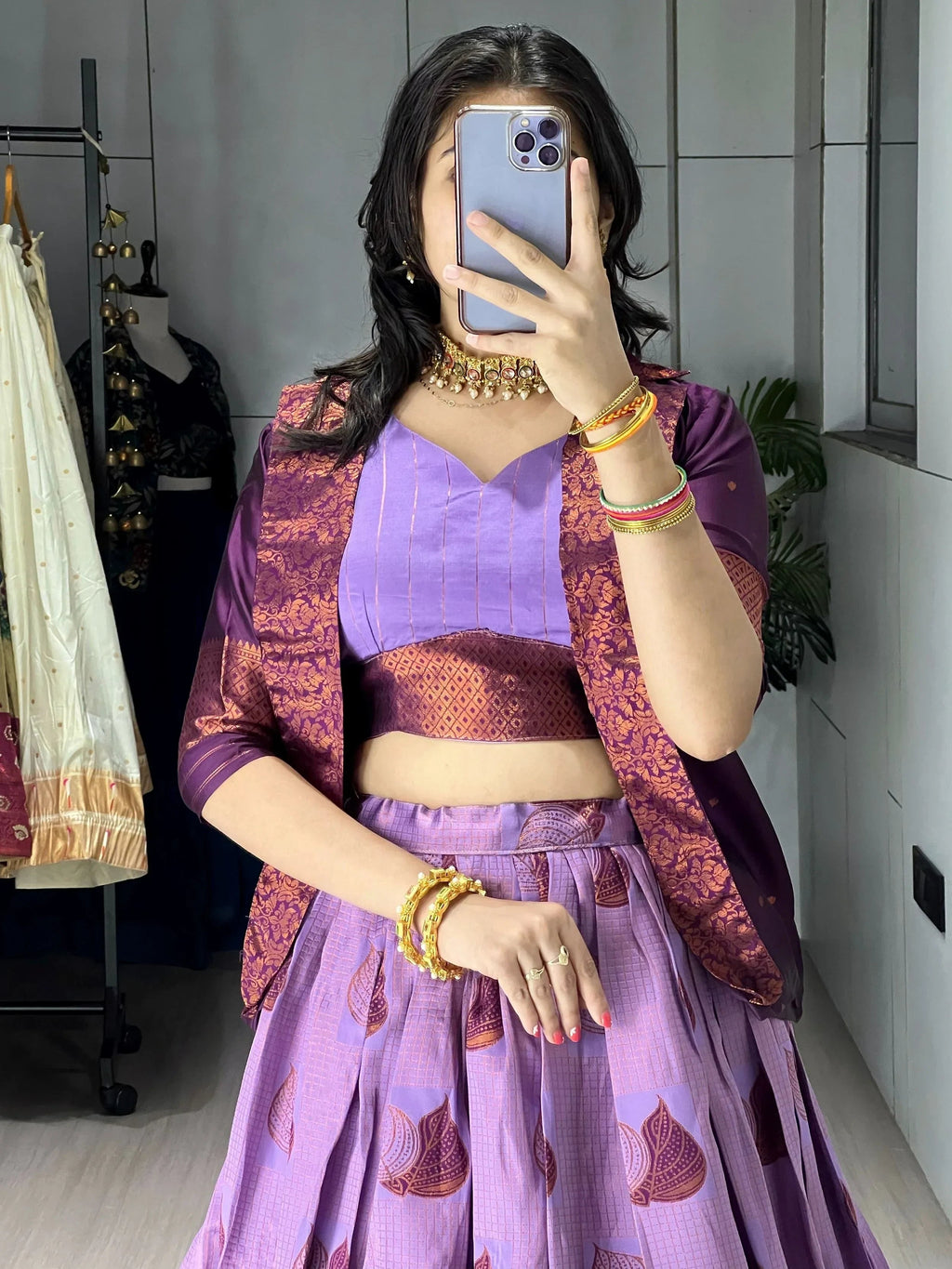 Wine Amazing Printed Silk Wedding Wear Lehenga Choli With Koti