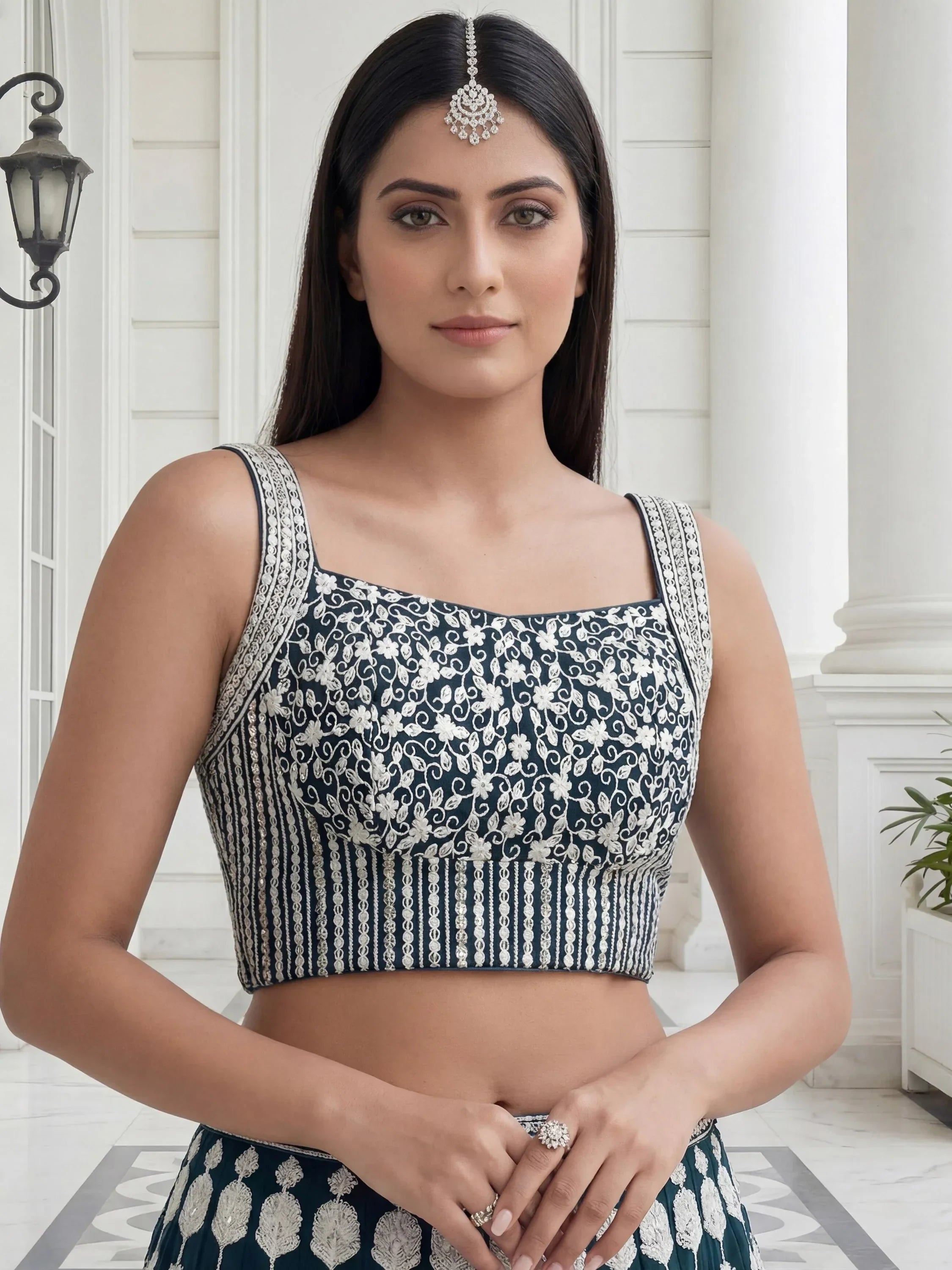 Green Incredible Thread Embroidered Georgette Lehenga Choli