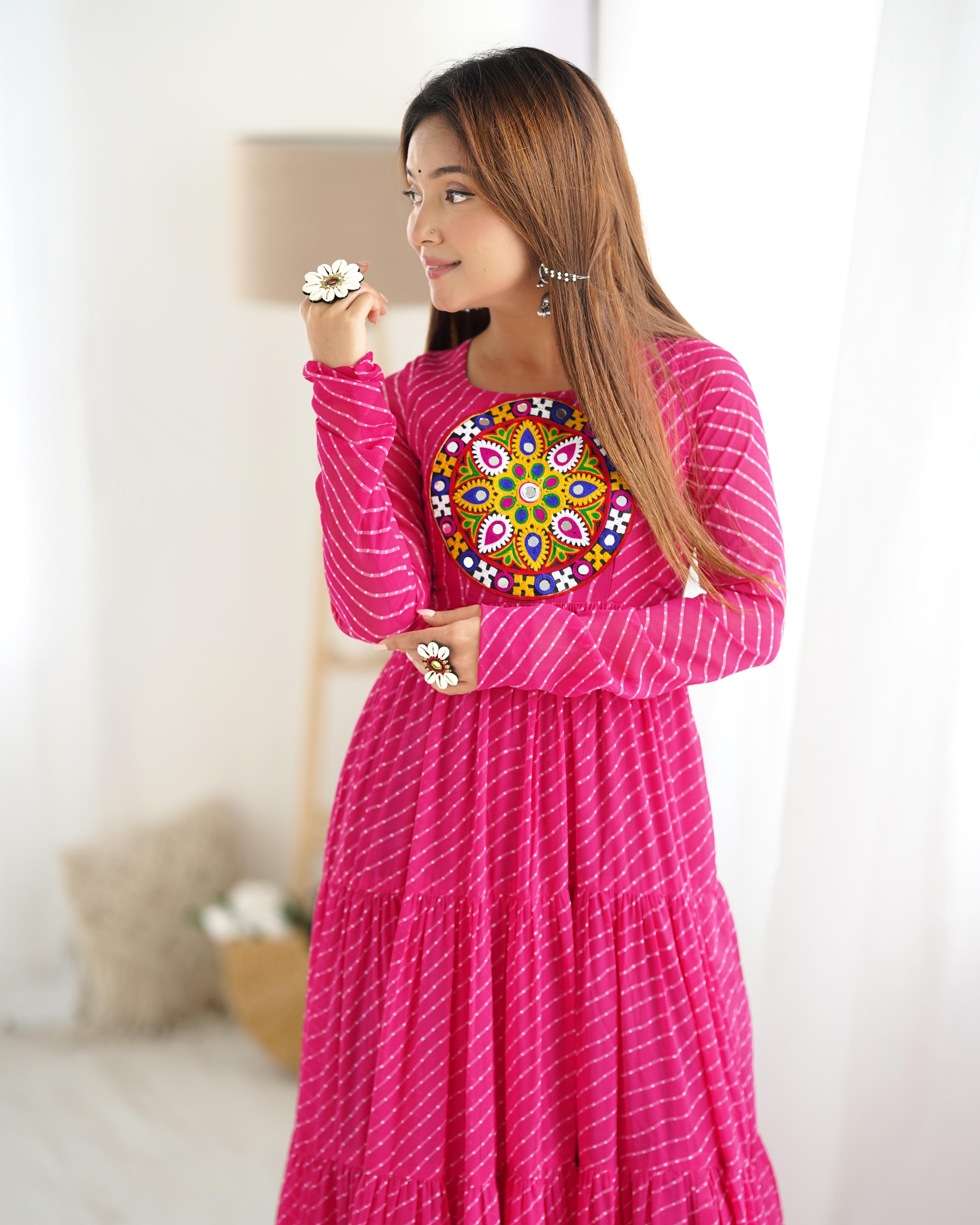 Pink Soft Fox Georgette Anarkali Gown with Huge Flair for Festive Occasions