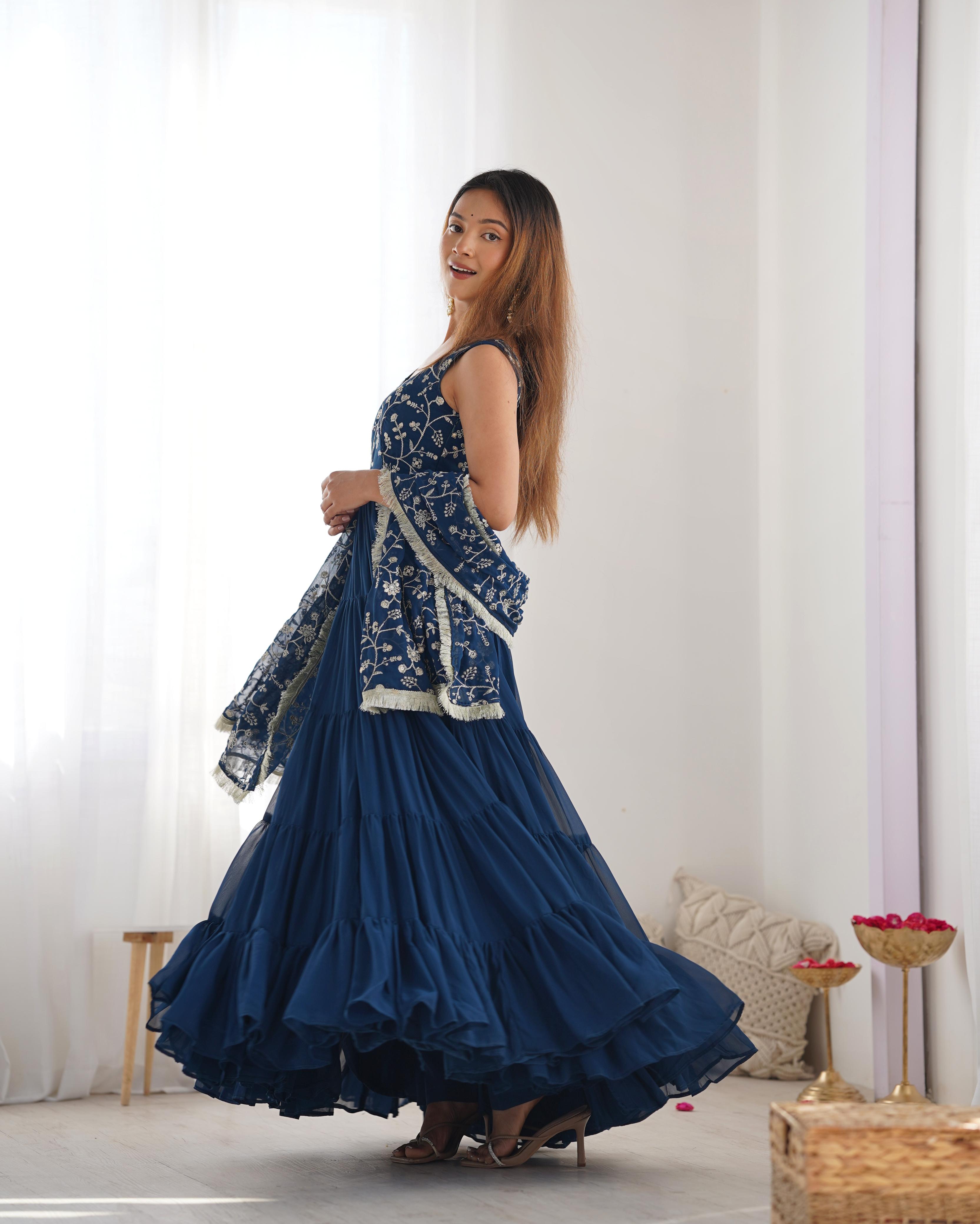 Rama Soft Fox Georgette Anarkali Suit Set with Huge Flair for celebrations