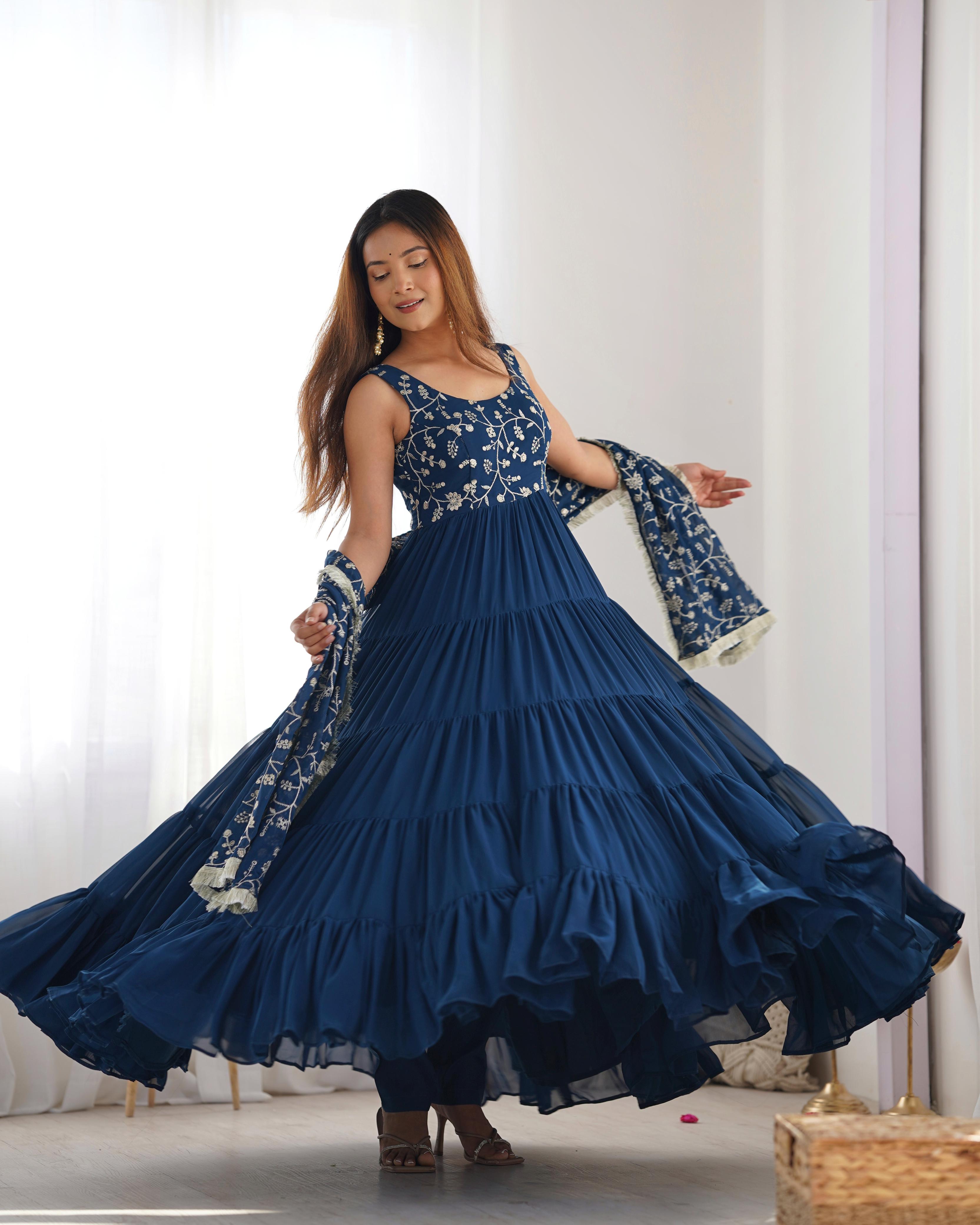 Rama Soft Fox Georgette Anarkali Suit Set with Huge Flair for celebrations