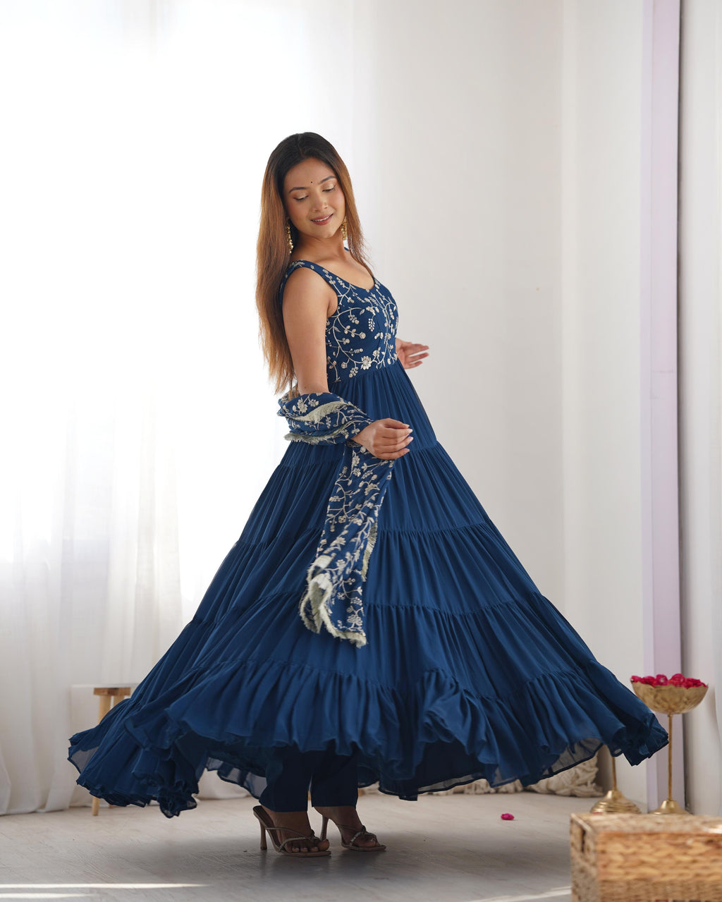 Rama Soft Fox Georgette Anarkali Suit Set with Huge Flair for celebrations