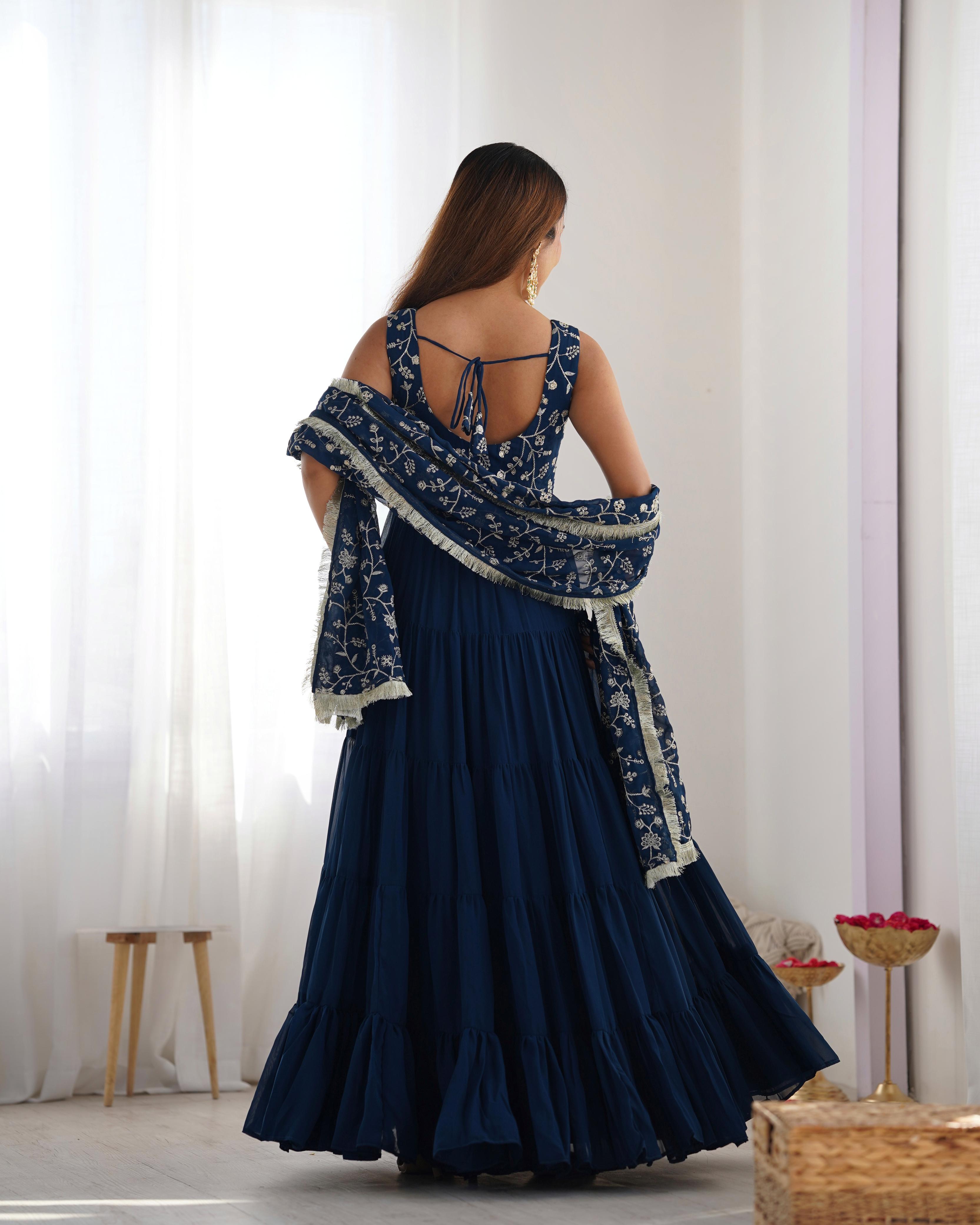Rama Soft Fox Georgette Anarkali Suit Set with Huge Flair for celebrations