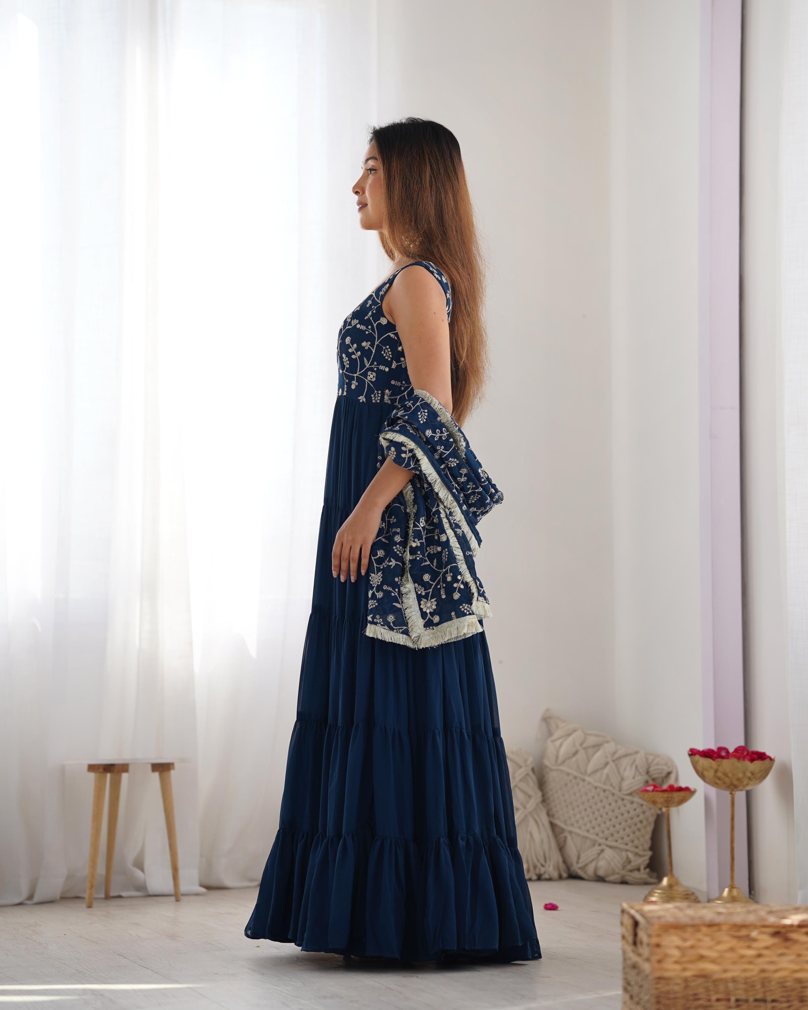 Rama Soft Fox Georgette Anarkali Suit Set with Huge Flair for celebrations
