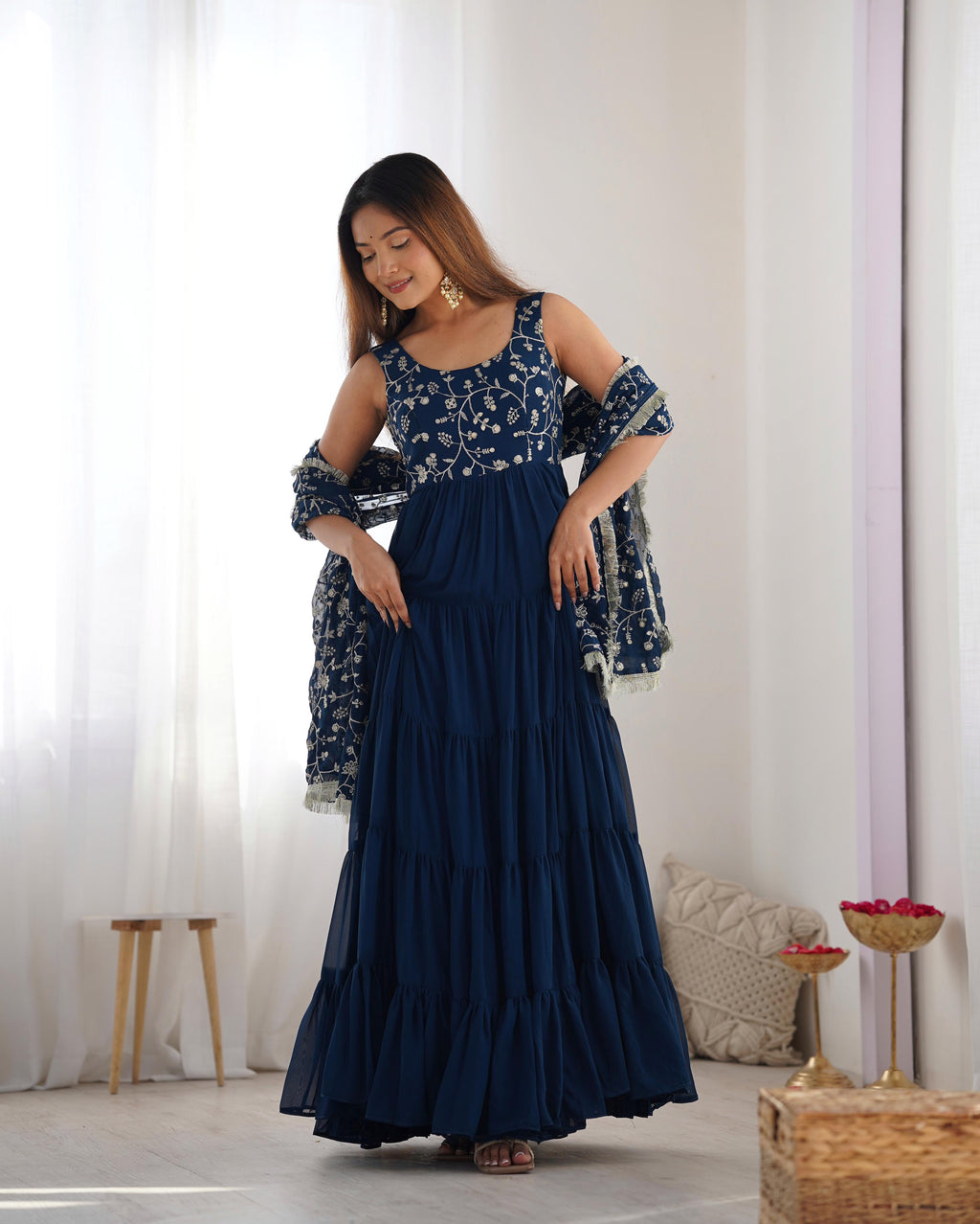 Rama Soft Fox Georgette Anarkali Suit Set with Huge Flair for celebrations