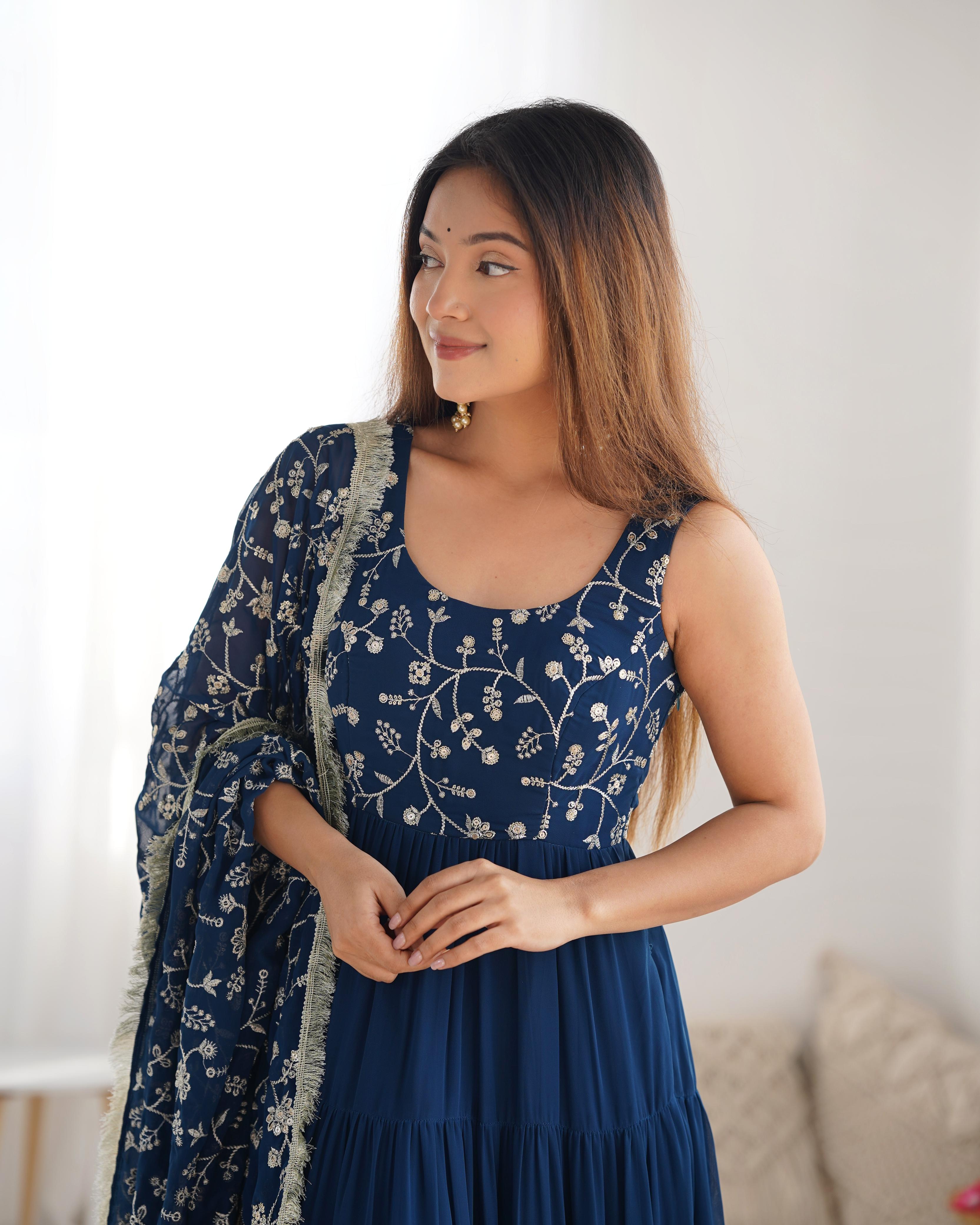 Rama Soft Fox Georgette Anarkali Suit Set with Huge Flair for celebrations
