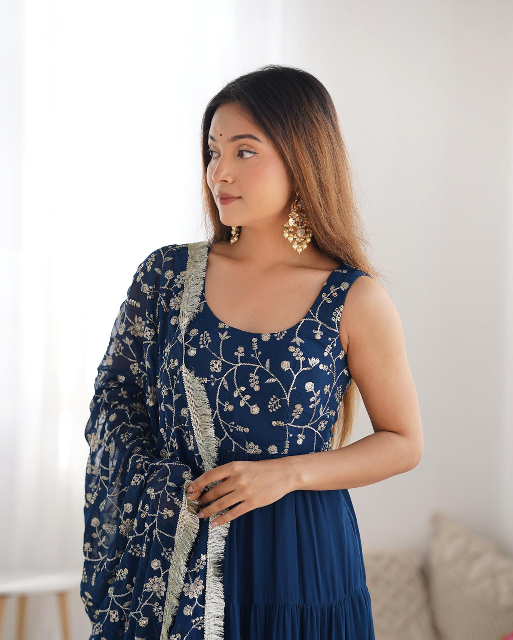 Rama Soft Fox Georgette Anarkali Suit Set with Huge Flair for celebrations