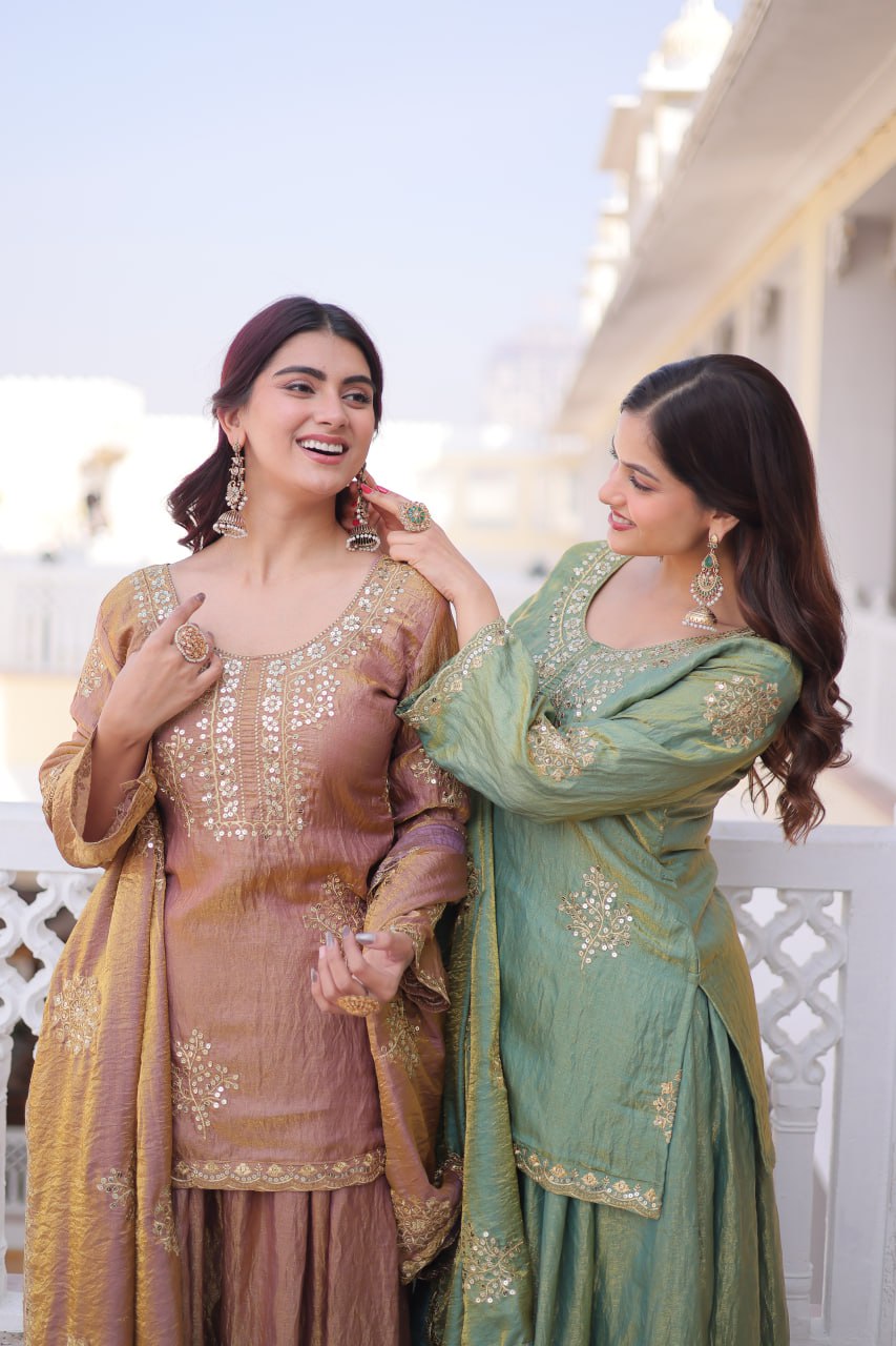 Crushed Palazzo Salwar Suit for Wedding & Festival Functions