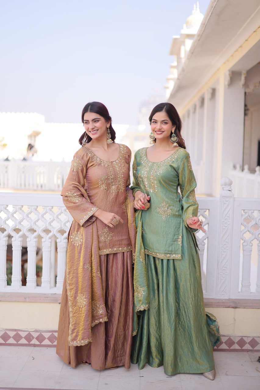 Crushed Palazzo Salwar Suit for Wedding & Festival Functions