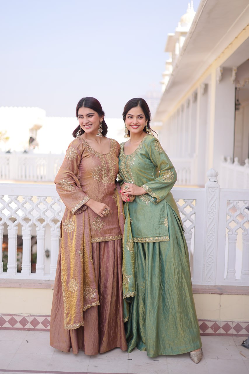 Crushed Palazzo Salwar Suit for Wedding & Festival Functions