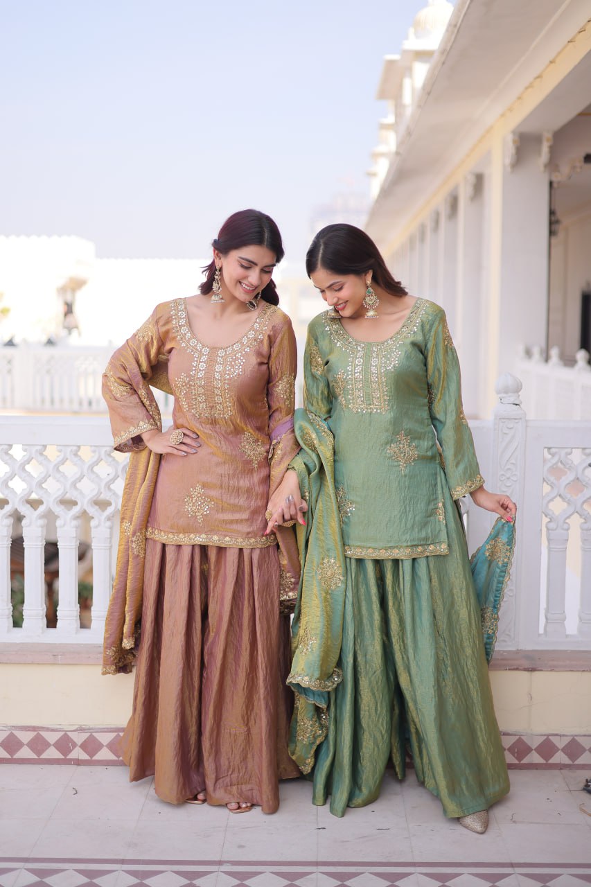 Crushed Palazzo Salwar Suit for Wedding & Festival Functions