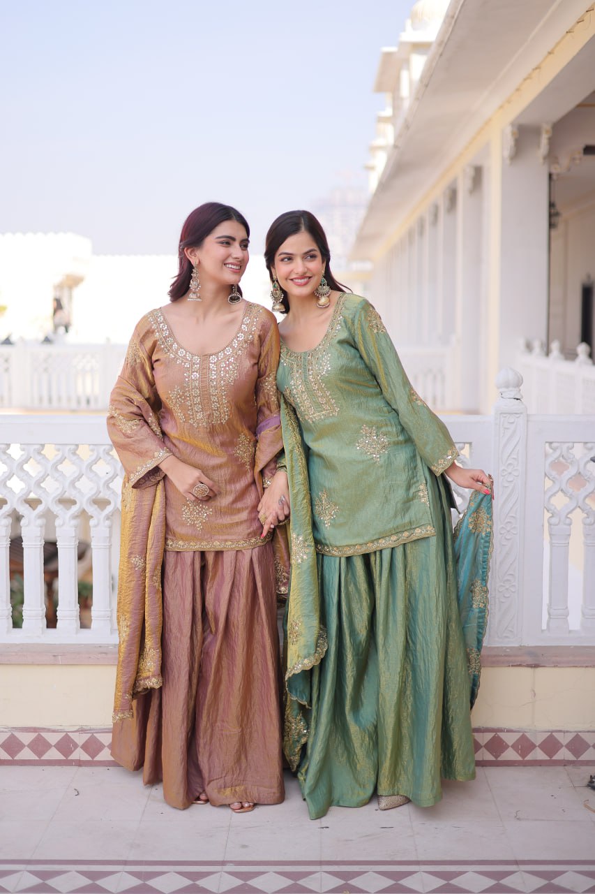 Crushed Palazzo Salwar Suit for Wedding & Festival Functions