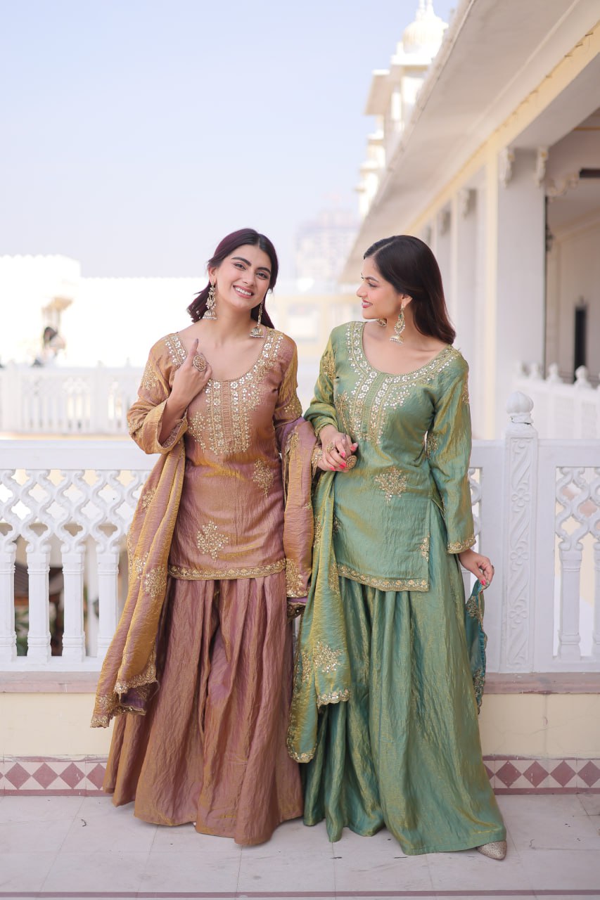 Crushed Palazzo Salwar Suit for Wedding & Festival Functions