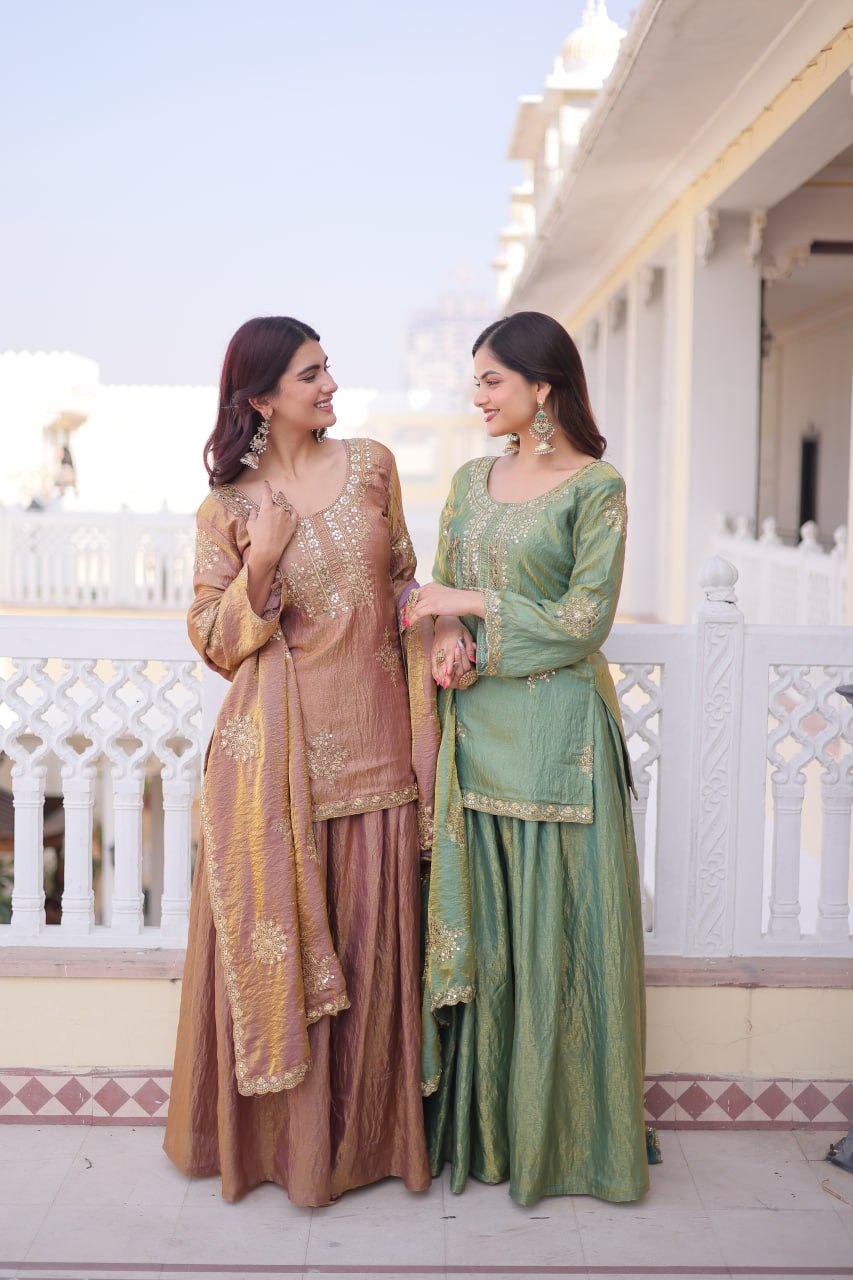 Crushed Palazzo Salwar Suit for Wedding & Festival Functions