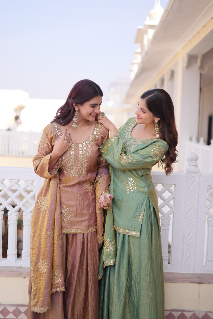 Crushed Palazzo Salwar Suit for Wedding & Festival Functions