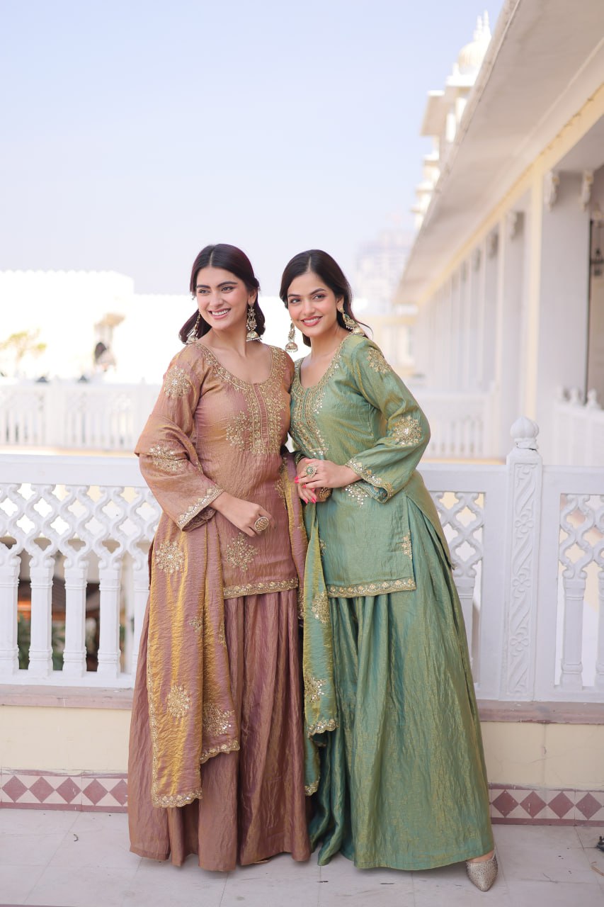 Crushed Palazzo Salwar Suit for Wedding & Festival Functions