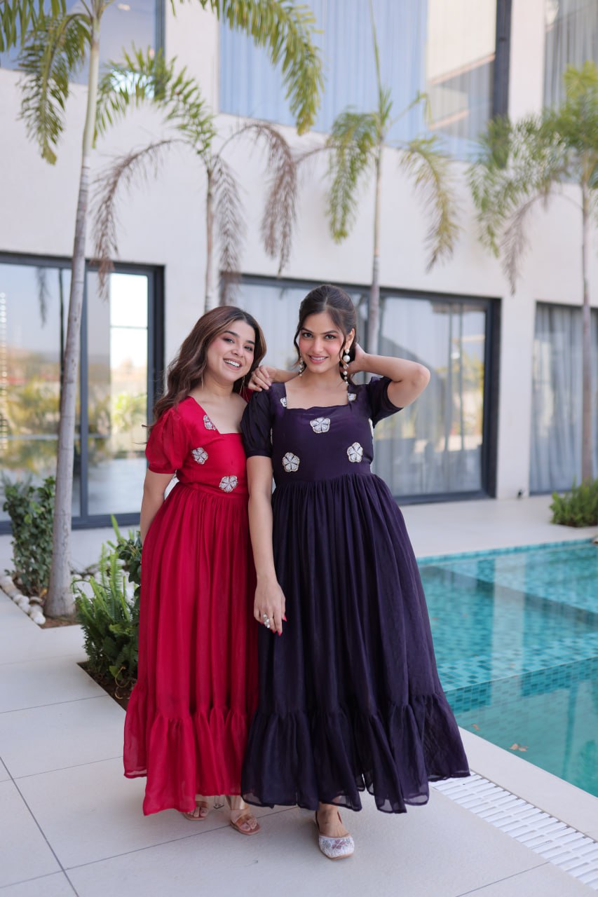 Silk Dresses with Beads Work, Perfect for Casual & Office Wear