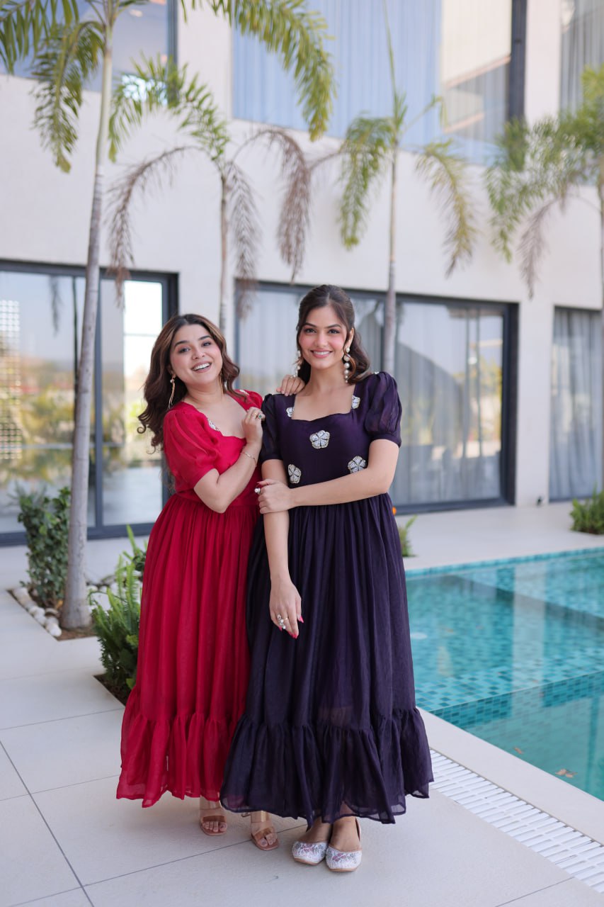 Silk Dresses with Beads Work, Perfect for Casual & Office Wear