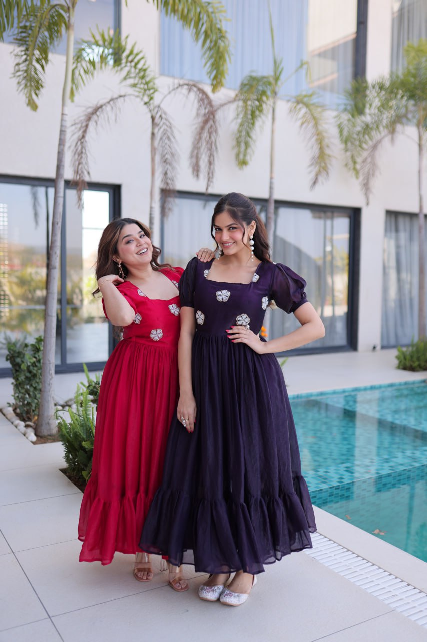 Silk Dresses with Beads Work, Perfect for Casual & Office Wear