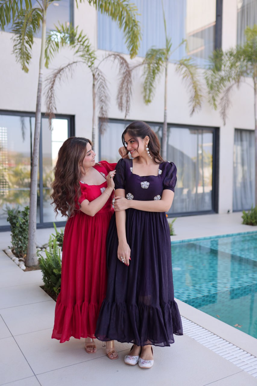 Silk Dresses with Beads Work, Perfect for Casual & Office Wear