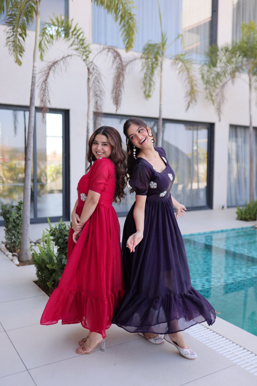Silk Dresses with Beads Work, Perfect for Casual & Office Wear