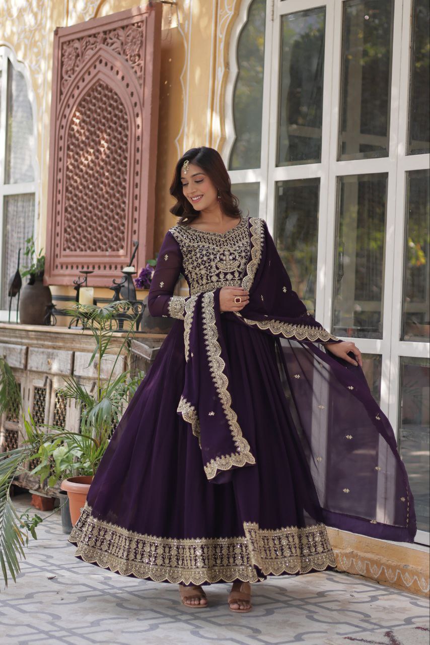 Designer Embroidered Gown with Dupatta