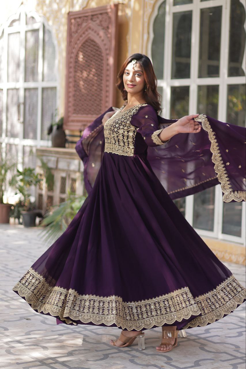 Designer Embroidered Gown with Dupatta