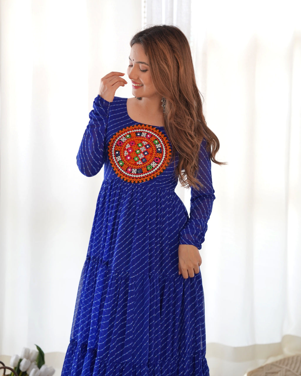 Royal Blue Soft Fox Georgette Anarkali Gown with Huge Flair for Festive Occasions