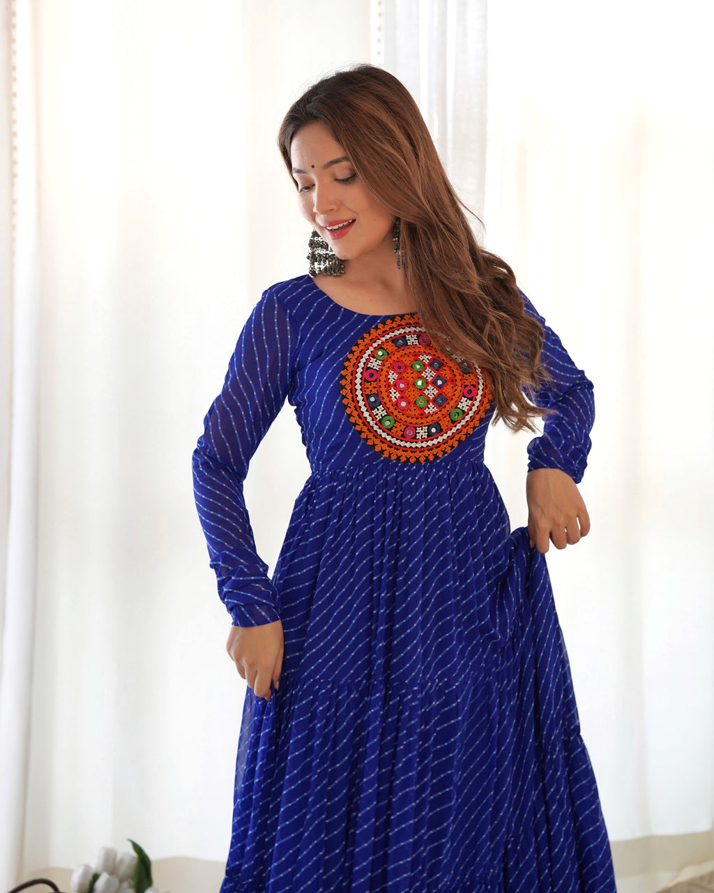 Royal Blue Soft Fox Georgette Anarkali Gown with Huge Flair for Festive Occasions