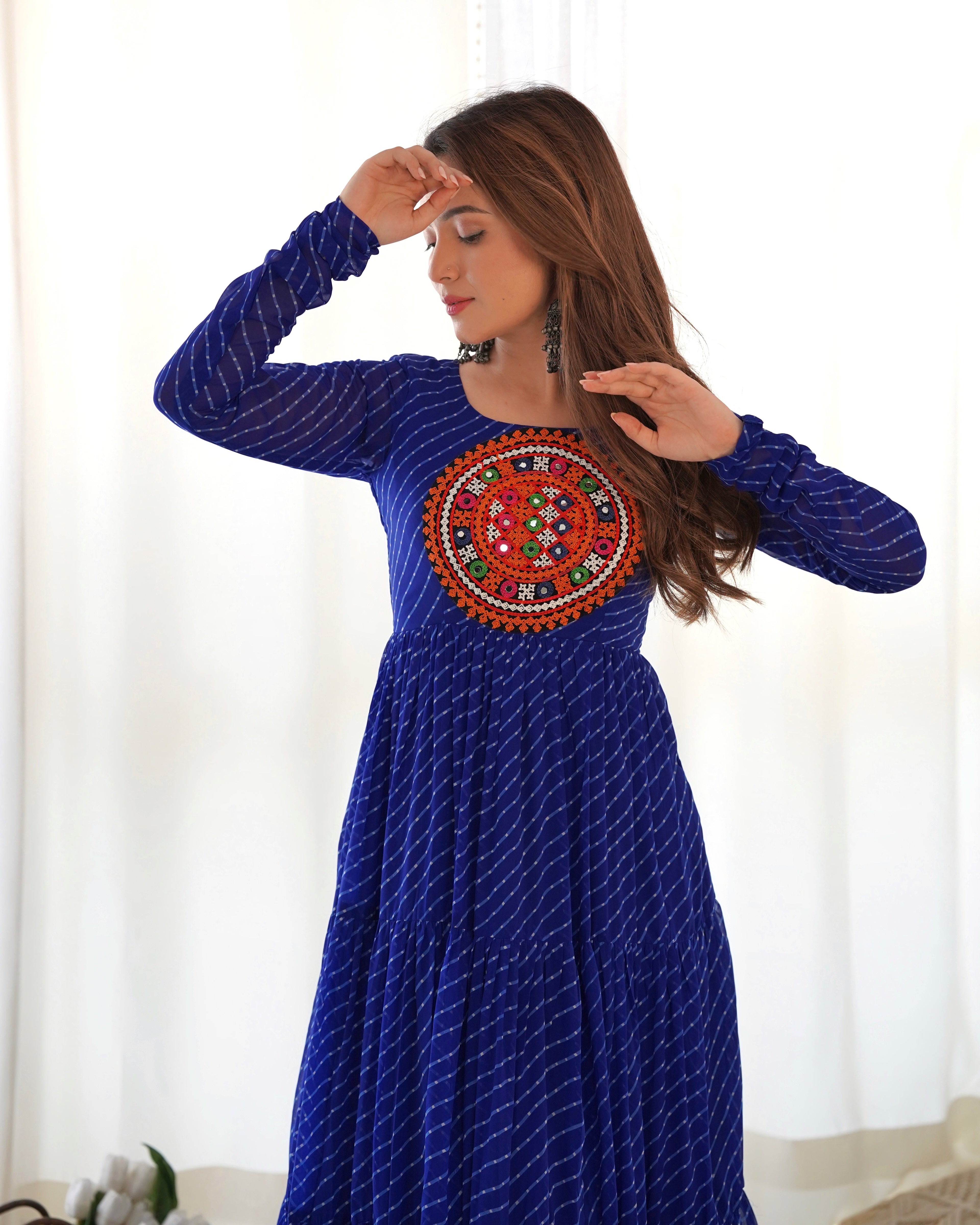 Royal Blue Soft Fox Georgette Anarkali Gown with Huge Flair for Festive Occasions